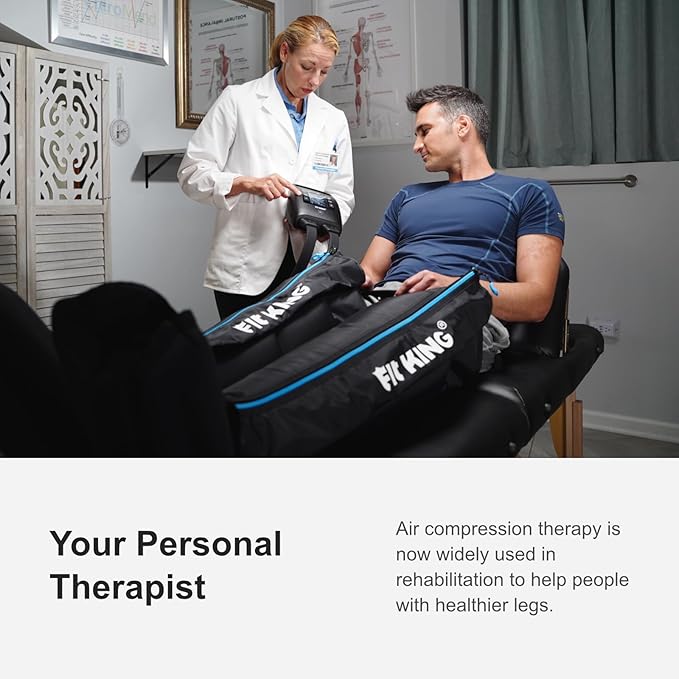 FIT KING Air Compression Recovery System, Cordless Full Leg Massager with Dynamic Pressure, Reduces Muscle Pain and Improves Circulation, Fast Recovery for Athletes (Medium)