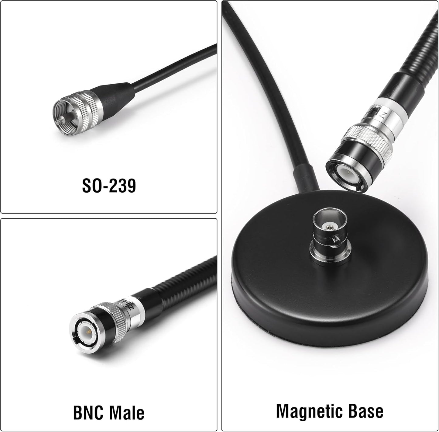 Radioddity CB515 27MHz, SO-239 CB-606/CB-606 PRO/CB-500/CB-27 PRO/CS-47/CB-900 CB Antenna Soft Whip CB Radio Antenna