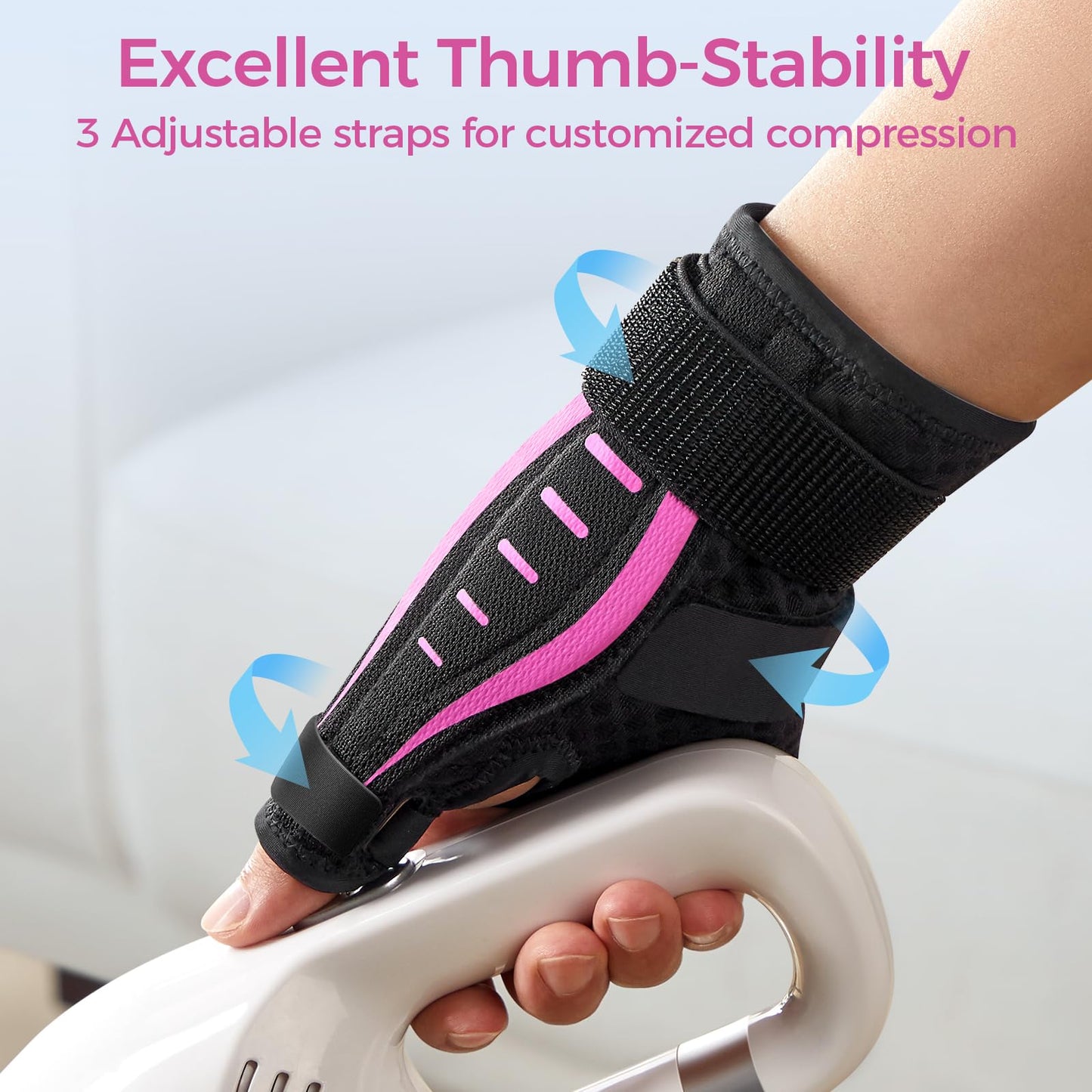 Thumb Brace Right/Left Hand, Thumb Spica Splint Hand Brace for Arthritis Pain and Support, Ergonomical Thumb Stabilizer for Trigger Thumb, CMC, De Quervains Tenosynovitis Pain Relief (Pink/Black, M - Fit both hands)