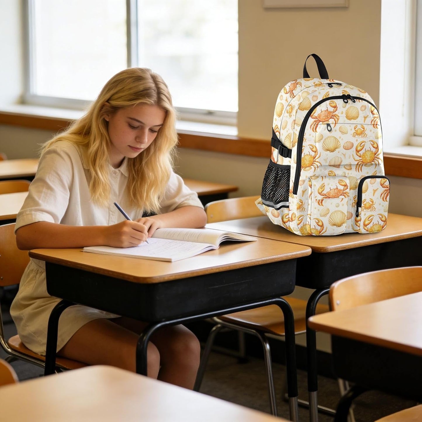 Backpack Backpack Daypack ALAZA School for Teen Girls Boys Ocean Coastal Crab Shellfish Kids Purse College Laptop