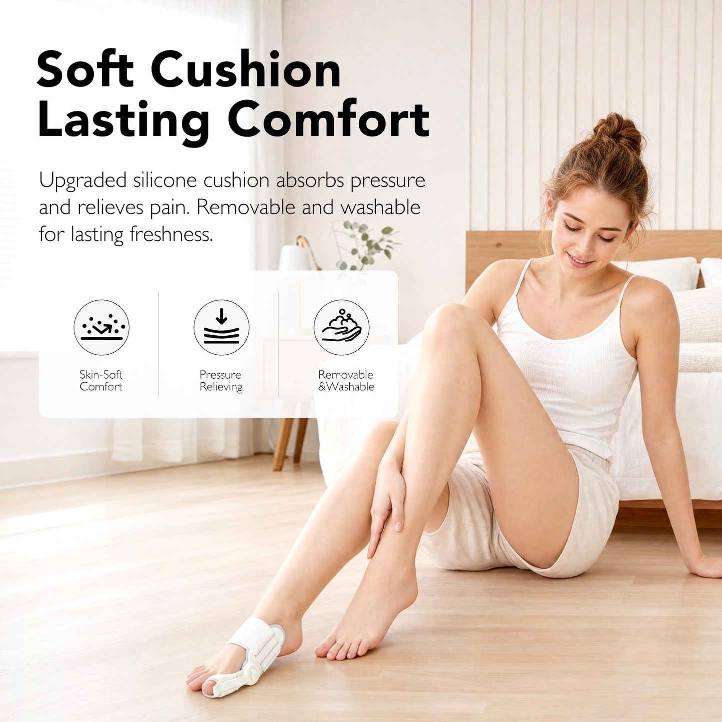 Hayruoy Bunion Corrector for Women & Men, Hallux Valgus Relief and Toe Alignment, include Toe Stretcher Band & Toe Separators, Free Size White