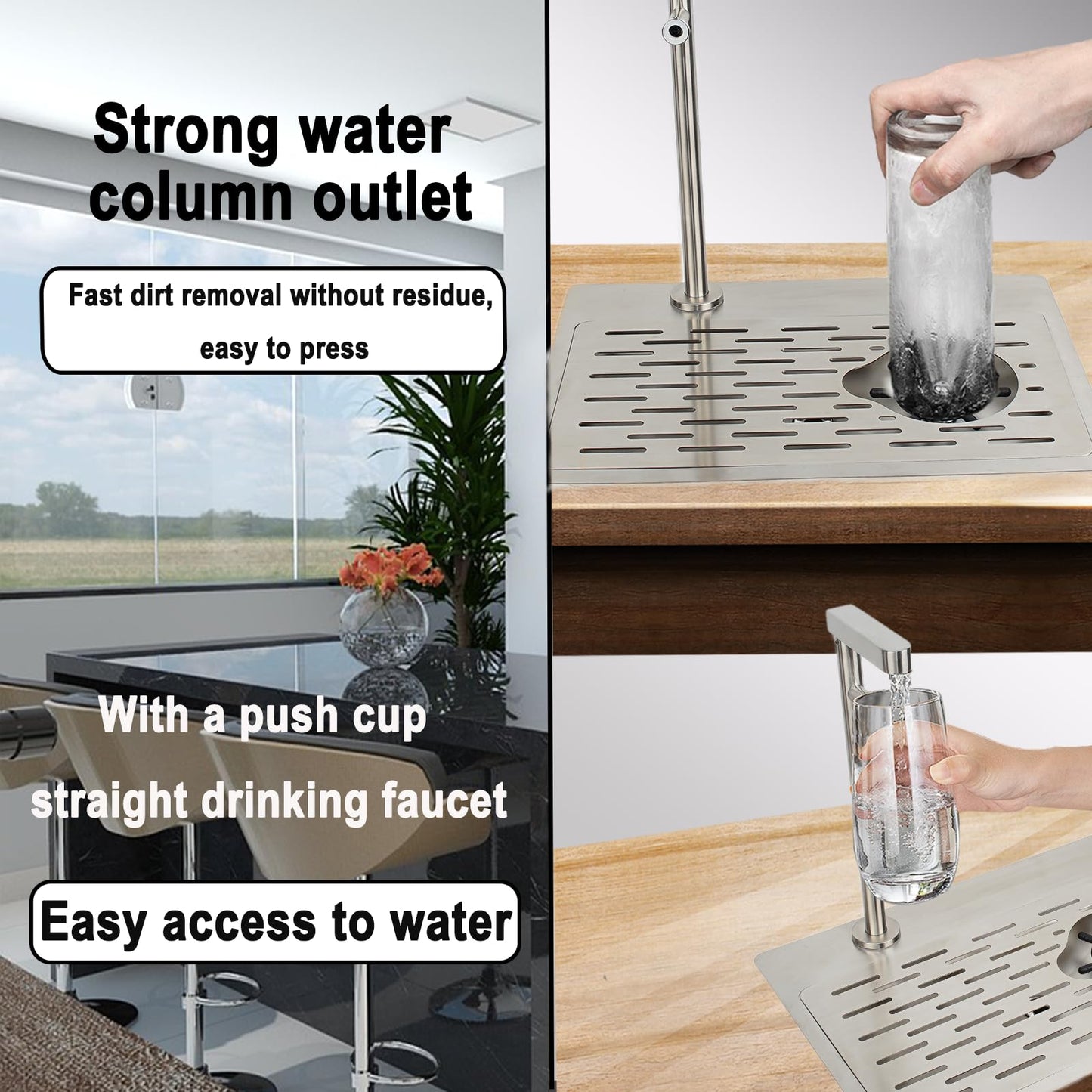 Double headed glass cleaner with faucet, stainless steel glass dishwasher for kitchen sink, bottle dishwashing cup cleaner, sink accessory for home bar faucet (KF78)