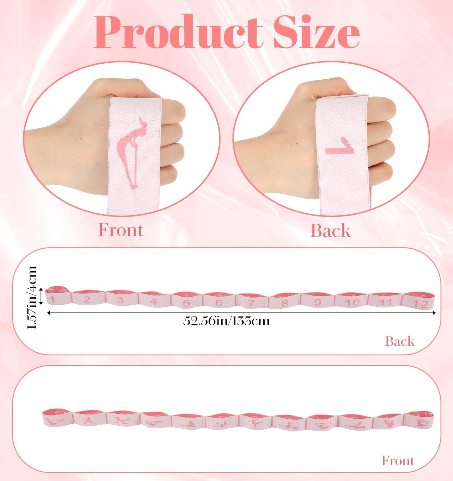 12 Loop Stretching Strap, Yoga Straps for Stretching, Dance Stretch Band Elastic Stretching Equipment for Flexibility & Fitness