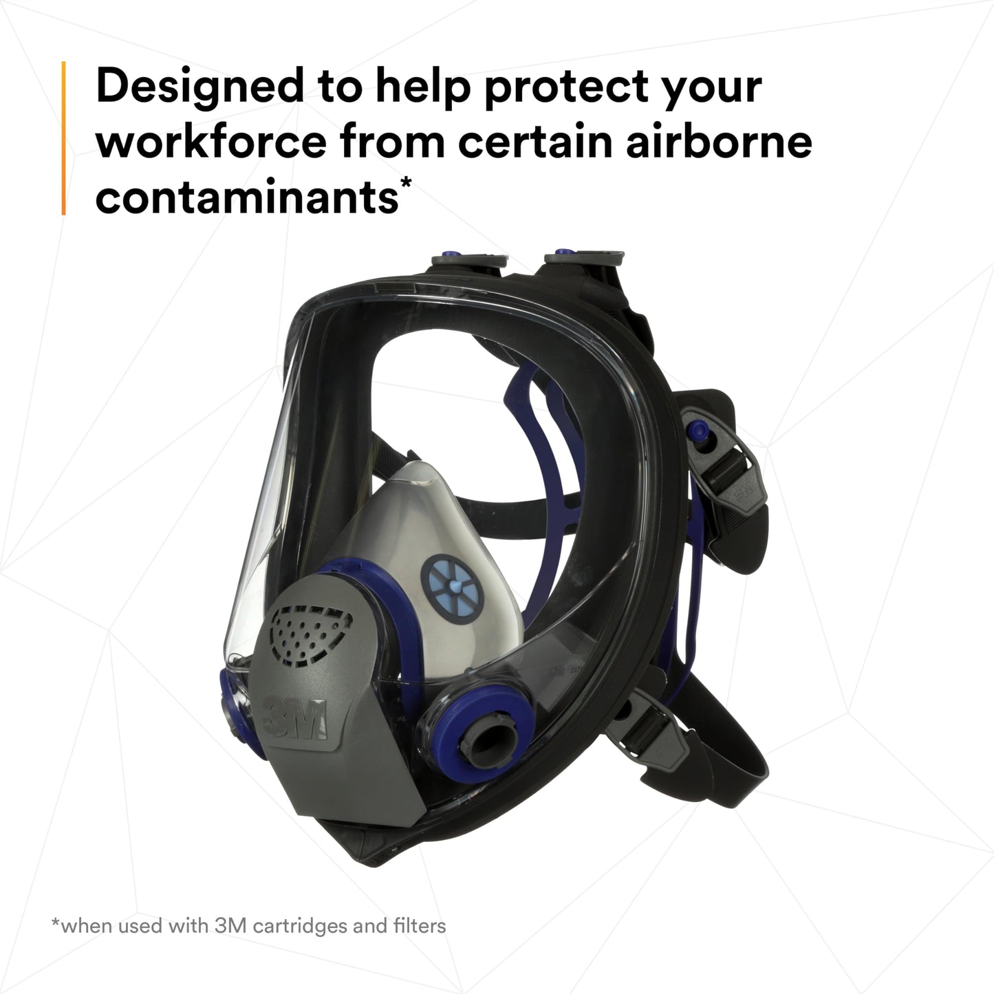 3M Ultimate FX Full Facepiece Reusable Respirator, FF-402, NIOSH, ANSI, Six-Strap Harness for a Secure Comfortable Fit, Cool Flow Valve, Passive Speaking Diaphragm, Medium