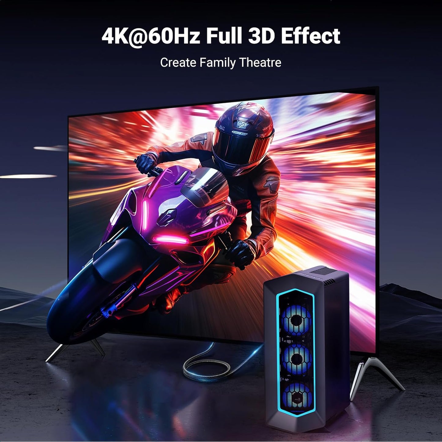 4K@60Hz 1.2 2.0 6.6FT UGREEN DisplayPort to HDMI Cable HDR Active DP to HDMI Cord Aluminum Braided Uni-Directional