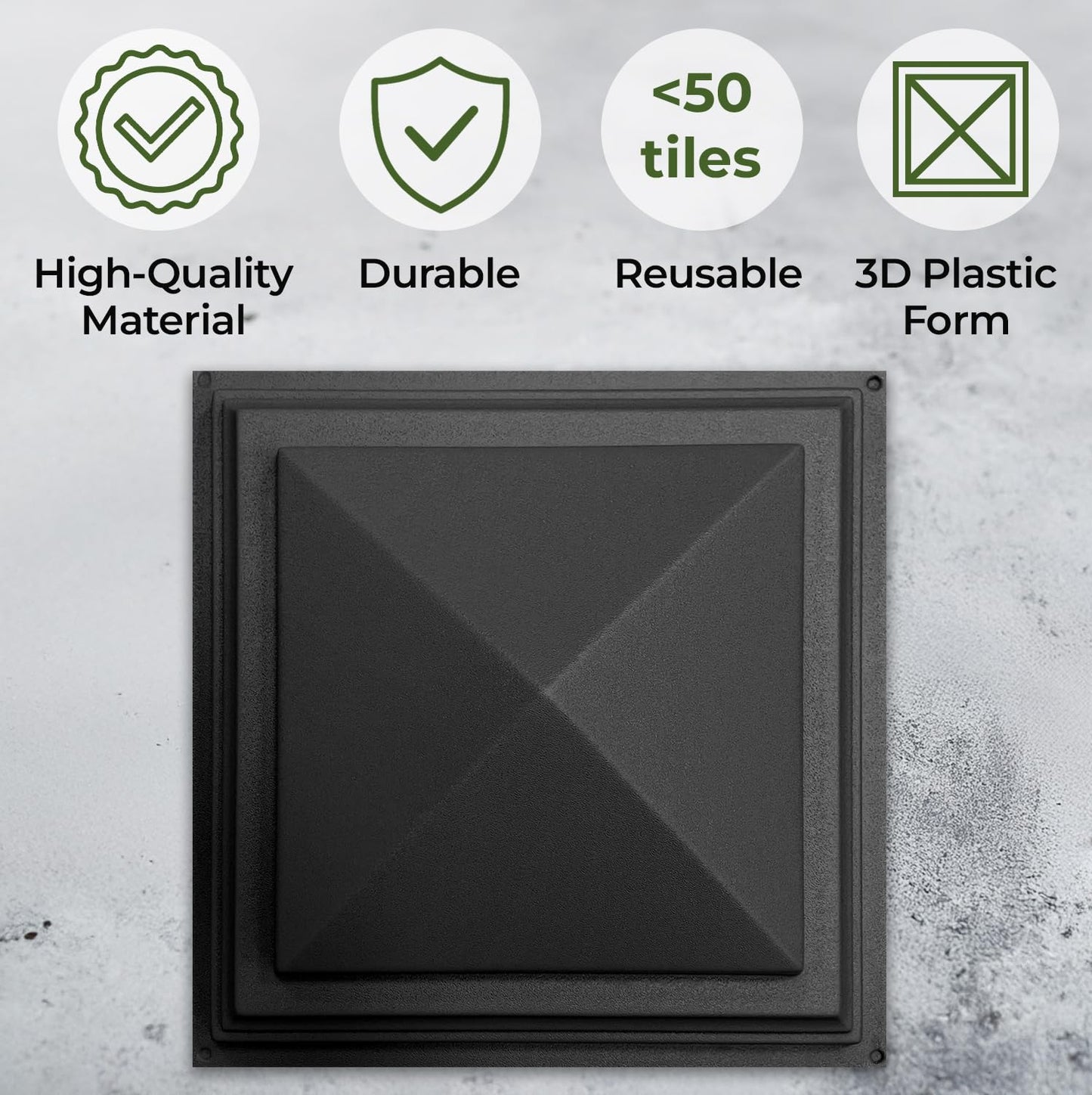 BETONEX Concrete Molds DIY Fence Pier Column Cap Mold Mould Form Cement ABC Plastic Molds 20,08x20,08 inch (510x510mm)