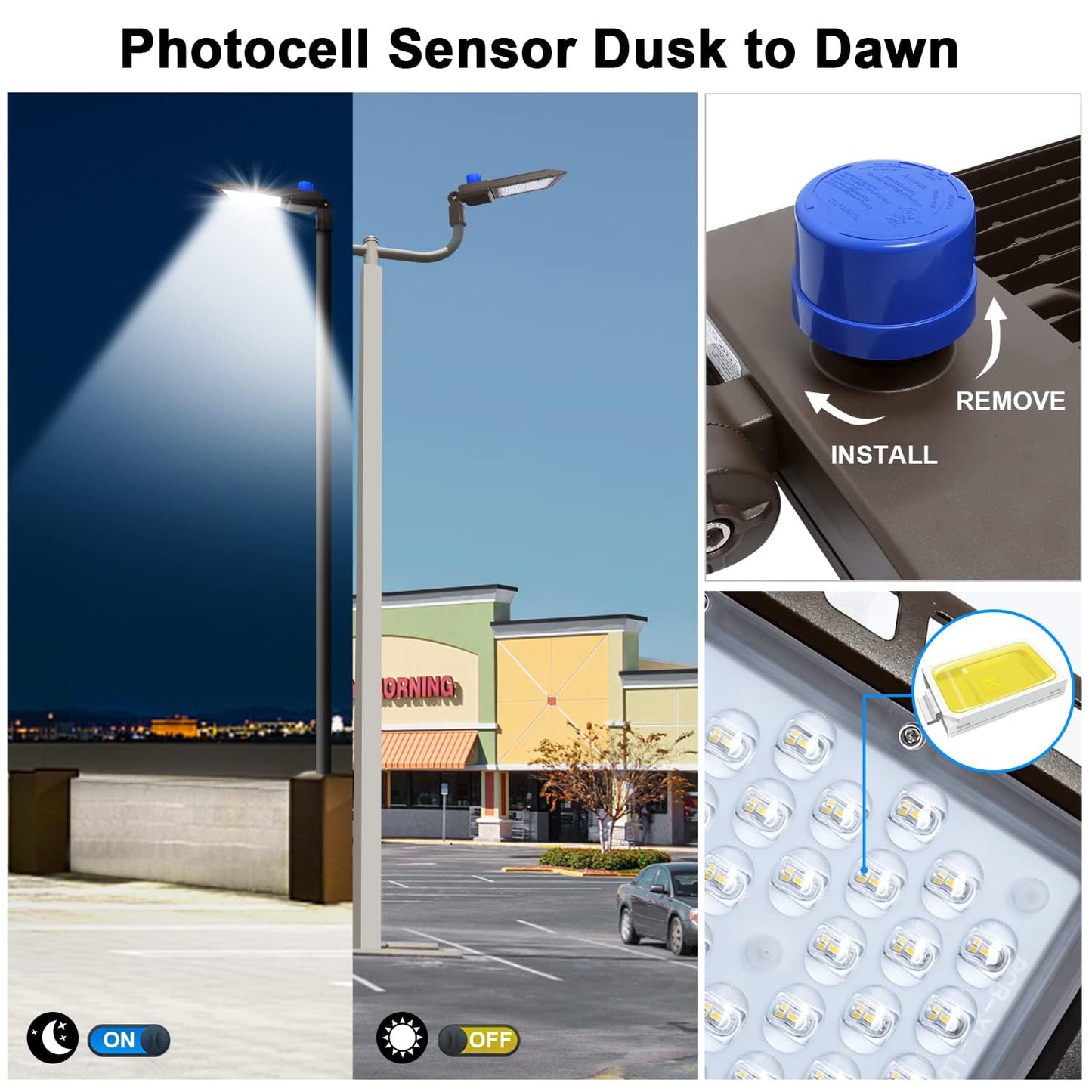 BIRITALO 300W LED Parking Lot Light Outdoor 45000LM Bright Dusk to Dawn FloodLights for Street 5500K 100-277V Commercial Security IP65 Waterproof Exterior Lighting Yard Driveway Garage Park 3 Pack