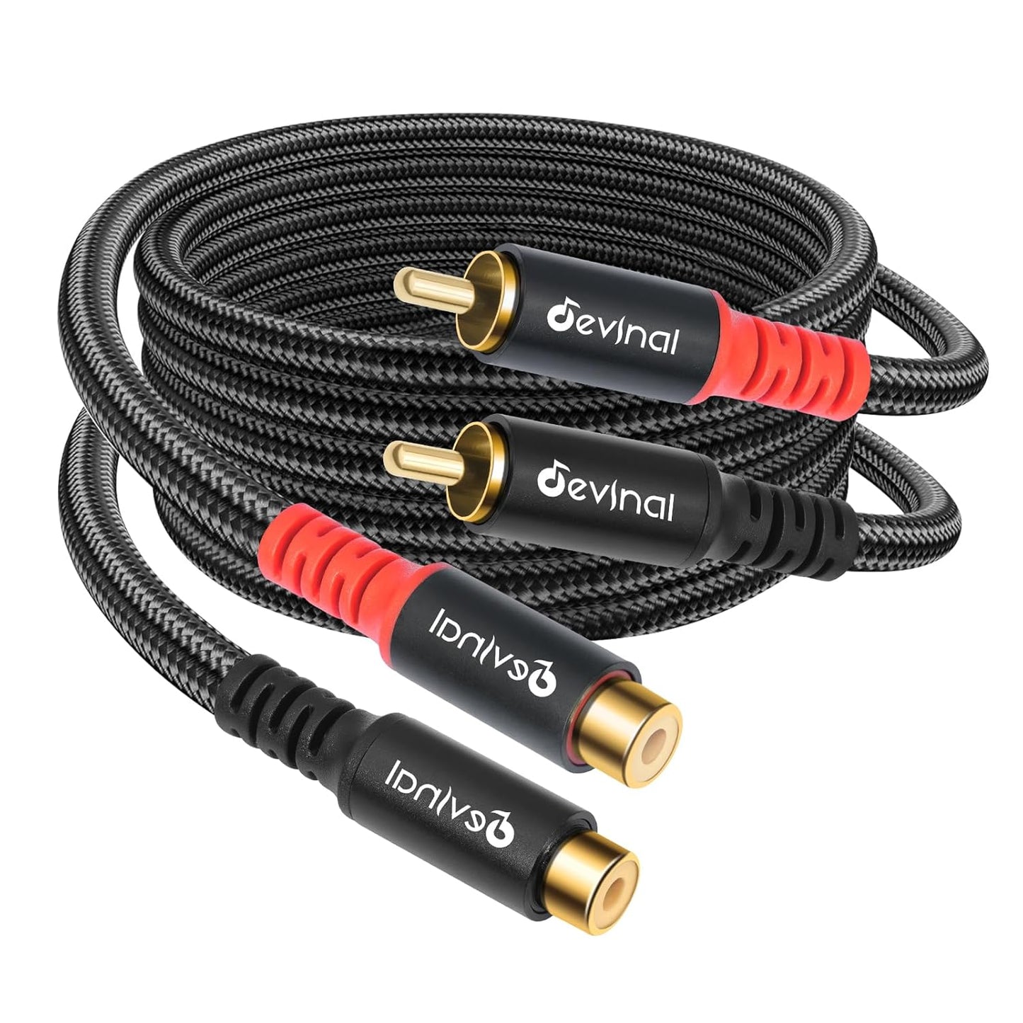 20ft/6m Devinal RCA Female to Male Extension Cable - Premium Audio Extender Cord for High Sound Quality & Durability