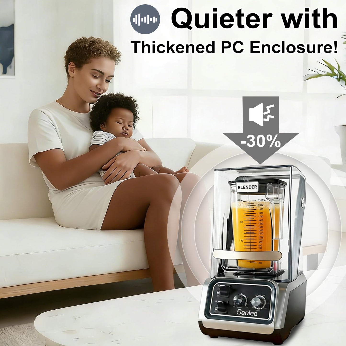 Commercial Blender for Smoothies 2200W With Quiet Shield,80oz BPA-Free Pitcher for Shakes,Self-Cleaning & Ice Crush Pro,6-leaf Stainless Steel Blade,Smoothie & Shake Maker for Restaurants, Kitchens