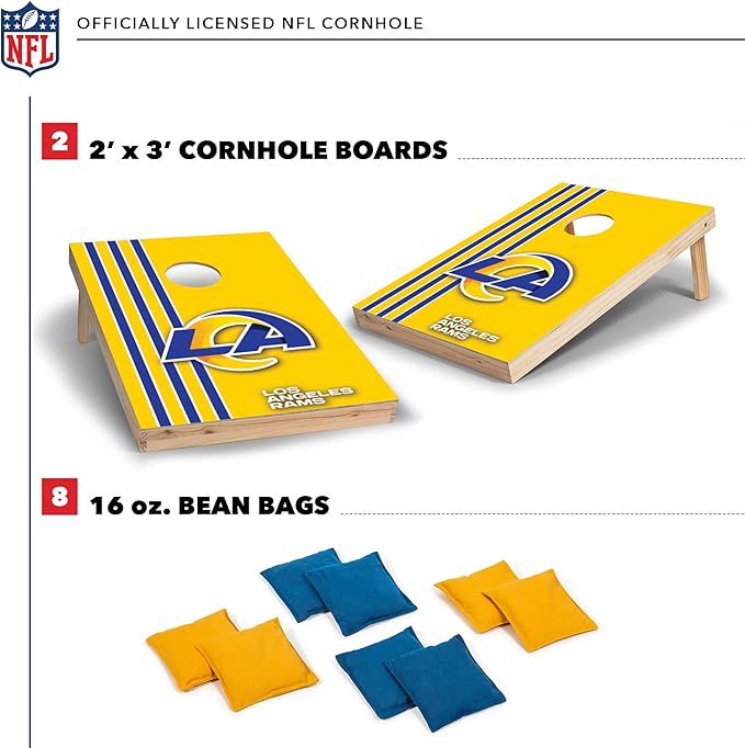 NFL 2' x 3' Solid Wood Cornhole Set with Direct Print HD Team Graphics – Great Gift for Any Football Fan! Bean Bag Toss Family Outdoor Games