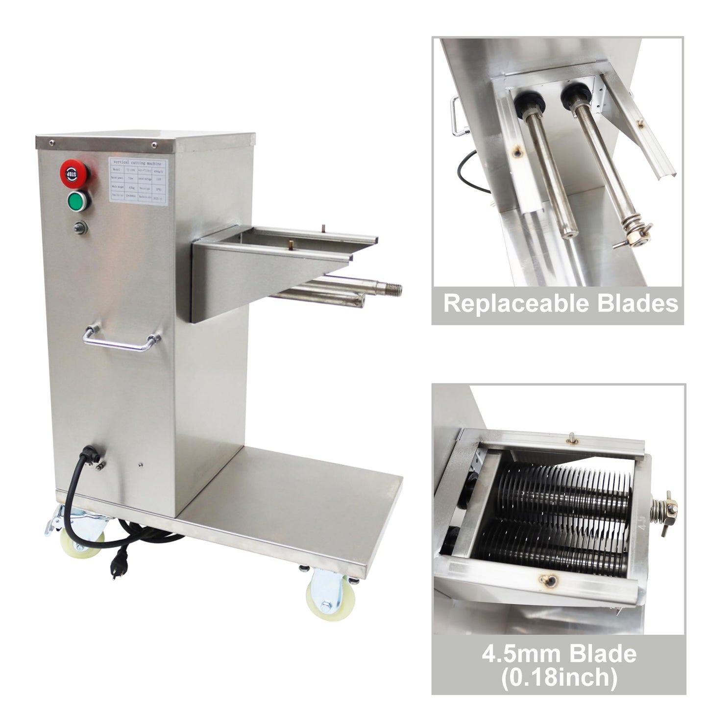 TECHTONGDA Commercial Meat Slicer Meat Cutting Machine with 8mm Blade Electric Stainless Steel Meat Cutter Slicer Steak Pork Meat Cutter Slicer TJ130L 882LBS/H 110V