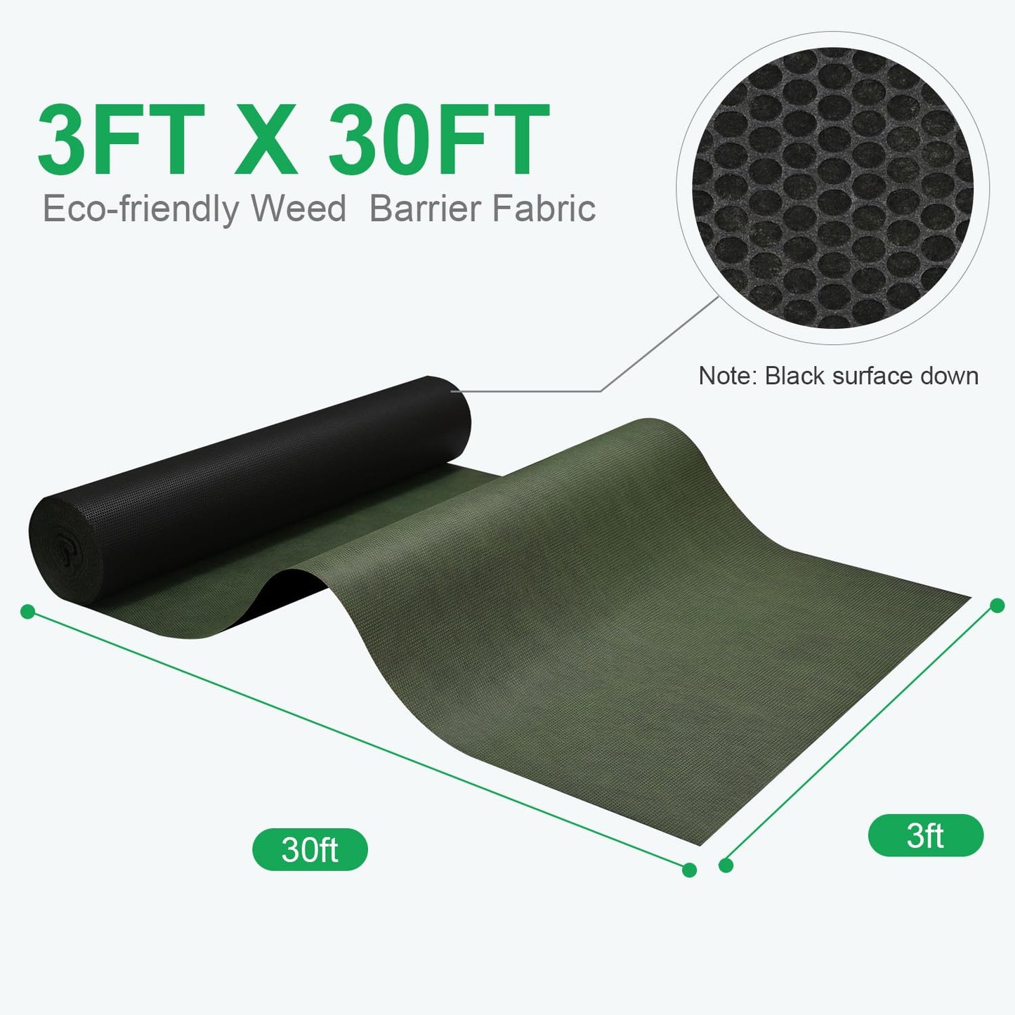 EnonGarden NEW Weed Barrier Landscape Fabric (3FTx30FT)