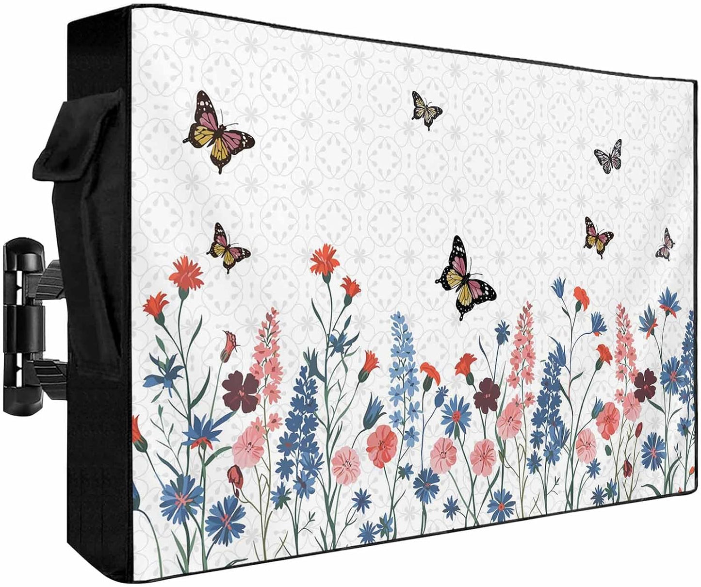 EZON-CH 30-32 inch Outdoor TV Cover Vintage Plants Weatherproof TV Screen Protector Spring Lavender Flowers Butterflies