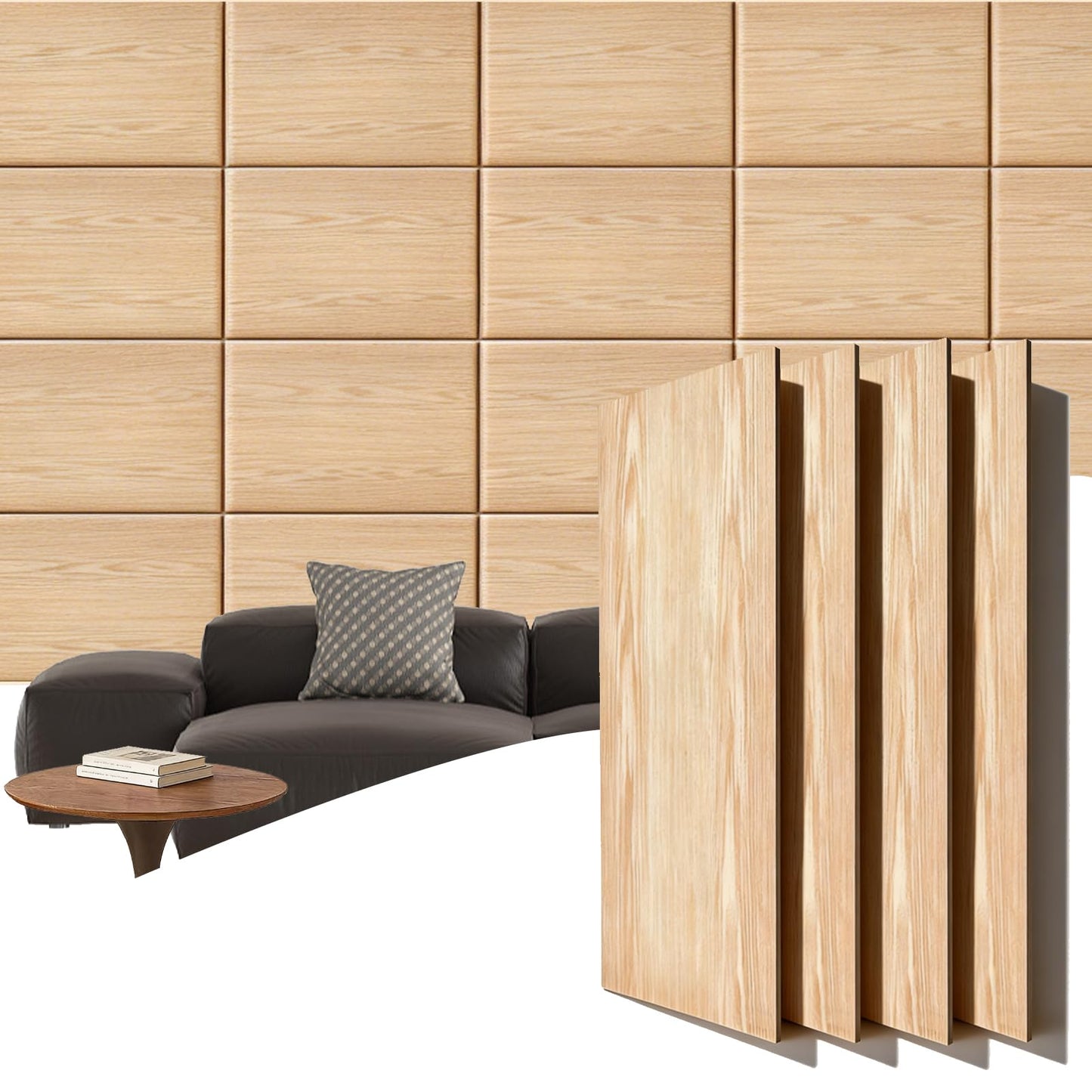 HEROADNCKFOAM 20 Piece Peel and Stick Wall Panels,Sound Proof Foam Panels for Walls Wood Grain Finish Can Replace Slate & Plank for Home Studio &Studio Recording Wall Decor (34.64 X 26.77 X 0.19 in)