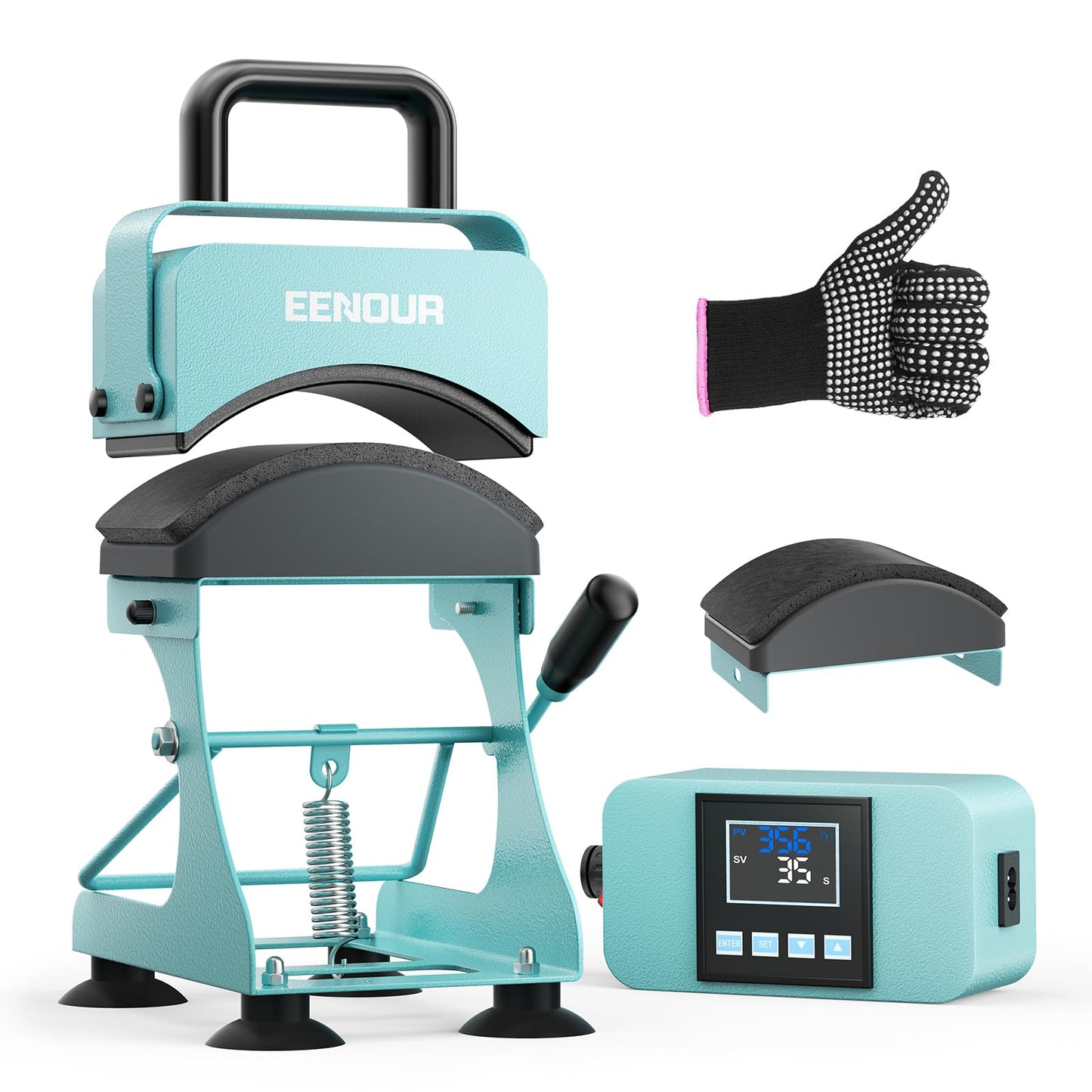 EENOUR Hat Press, Hat Heat Press Machine with 2 Platens & Caps Stretcher, Hat Press Heat Machine for Caps with Memory Mode, Precise Time and Temperature Control, Heat Transfer Printing for Caps, Hats