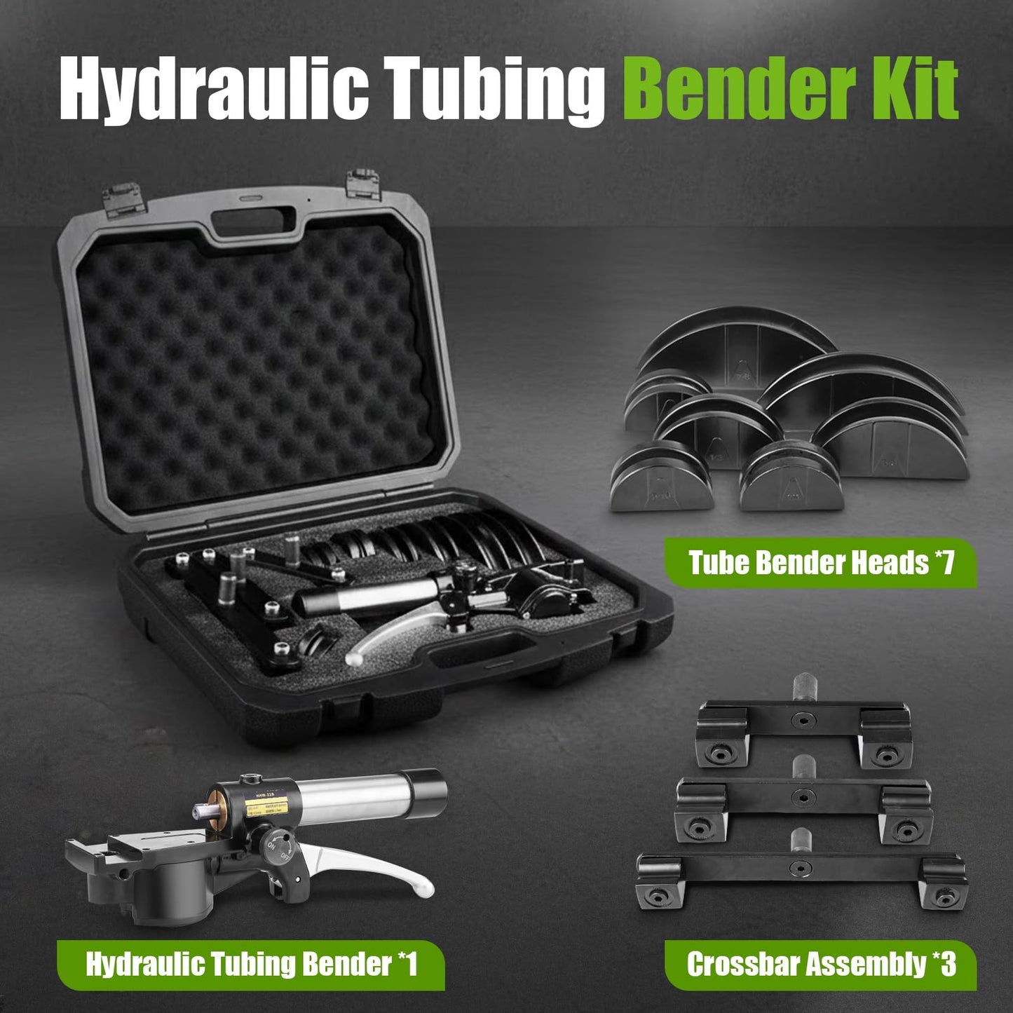 Super Stars Hydraulic Tubing Pipe Bender Kit 1/4in–7/8in - HVAC Copper Pipe Bender with 7 Aluminum Dies - 90 Degree Pipe Bending Tool for Air Conditioner and Refrigerator Repair