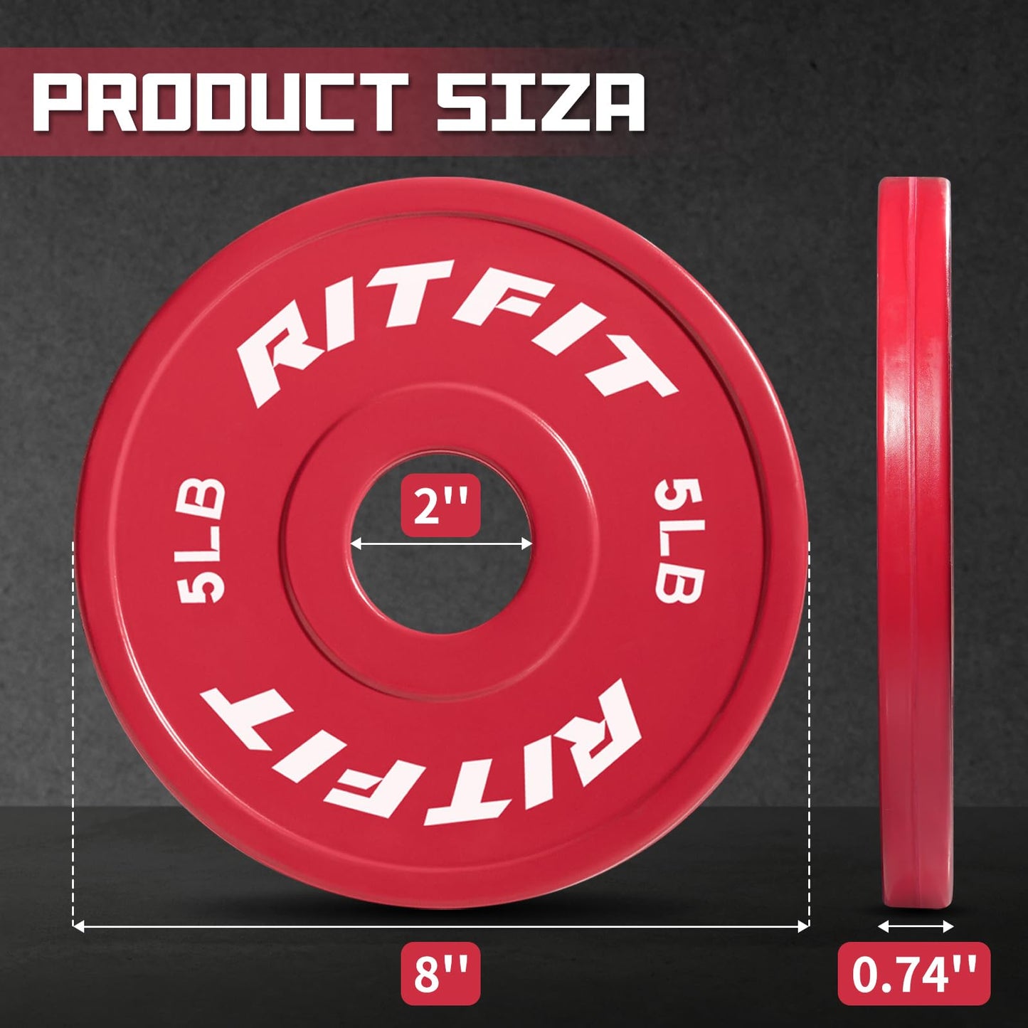 RitFit Fractional Rubber Weight Plates, Colored Bumper Plates for Starting Strength and Progressive Overload Training, Pair and Sets