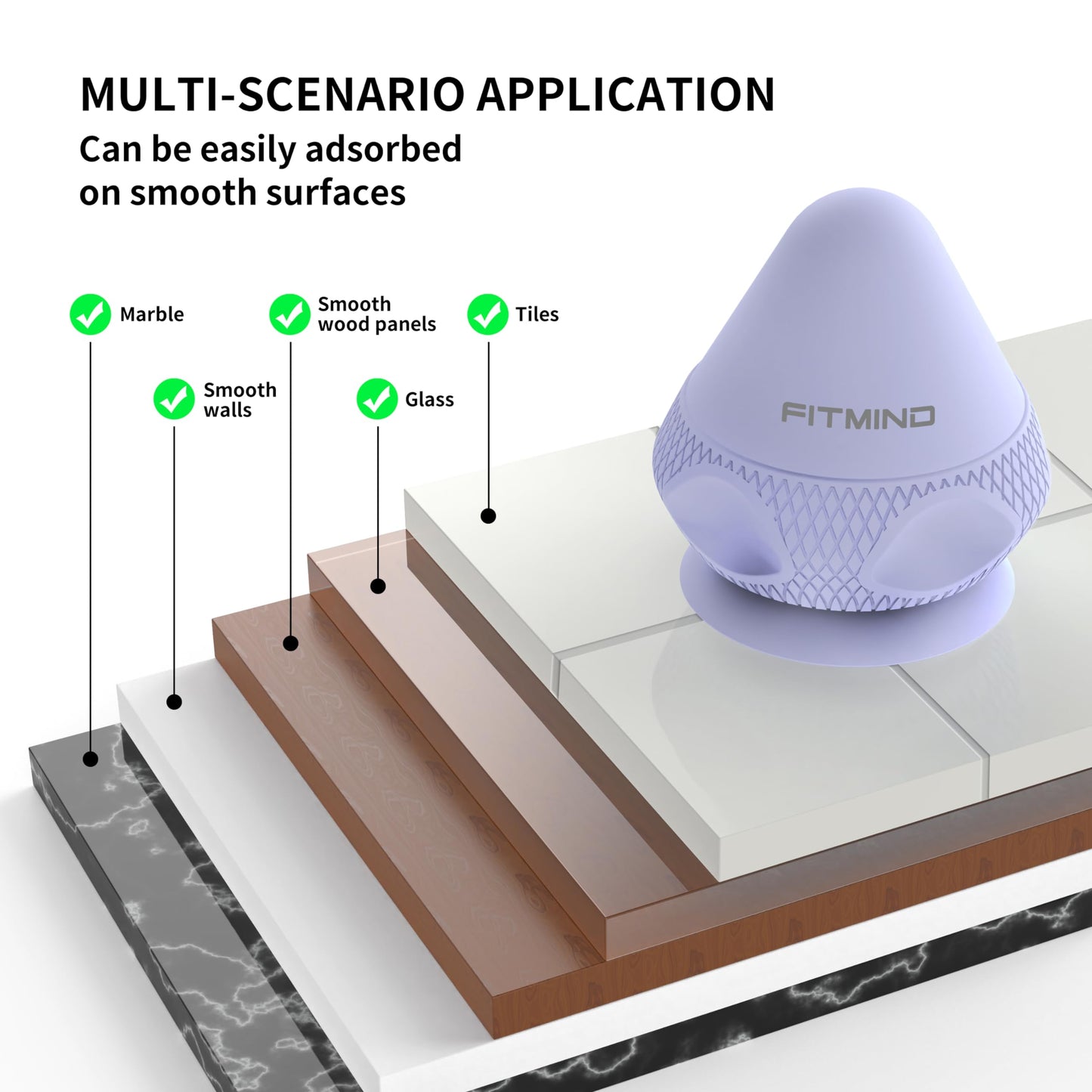 FITMIND Mountable Self-Massage Ball Handfree with Suction Cup,Deep Tissue Back Sore Muscle Knot Massager,Myofascial Release,Manual Massage Balls, Foot Plantar Fasciitis, Back Stress Relief - Purple