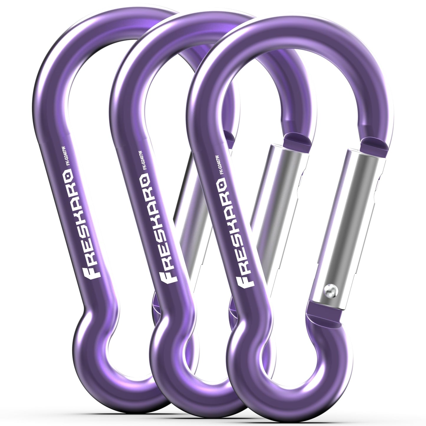 FresKaro Carabiner Clip, Heavy Duty Carabiners, Spring Snap Wire Gate Carbineers, Key and Keychain Karabiner 3inch, Strong Aluminum Caribiniers Hook, Fitness Accessories, Gourd Clips, 3Pack