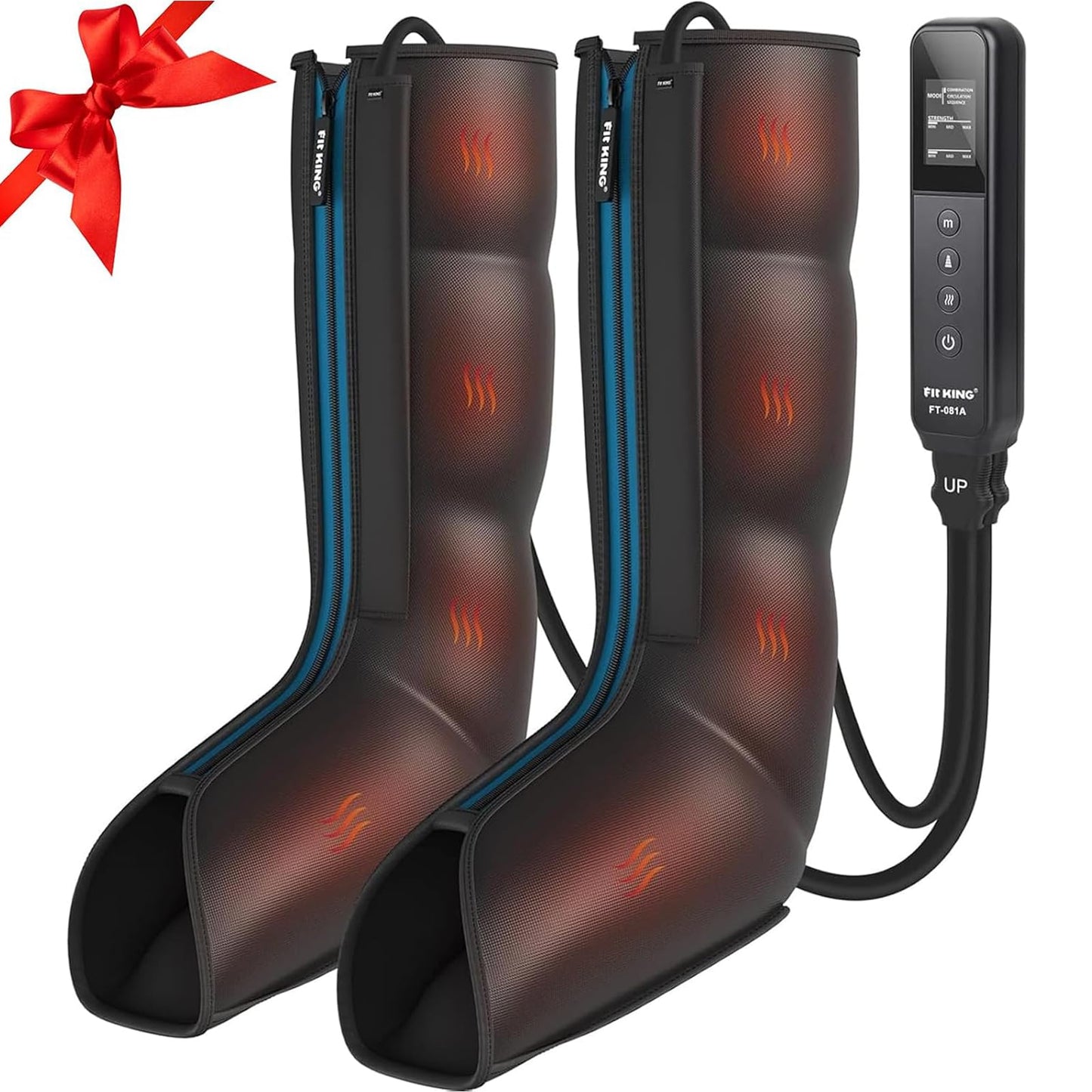 FIT KING Leg Massager with Heat and Compression Therapy – Leg Massage for Circulation, Swollen Leg, RLS Pain, Fatigue Relief – Foot Calf Massager Boots – Mother Day Gift for Mom