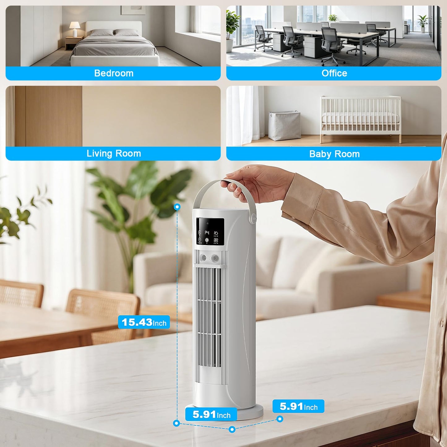 Portable Air Conditioners - 3 Speeds & Storm Mode & Mist Spray, Tower Cooling Fan with Timer, 120° Oscillation for Home, Office, Bedroom, Living Room - Portable AC Standing Fan (White)