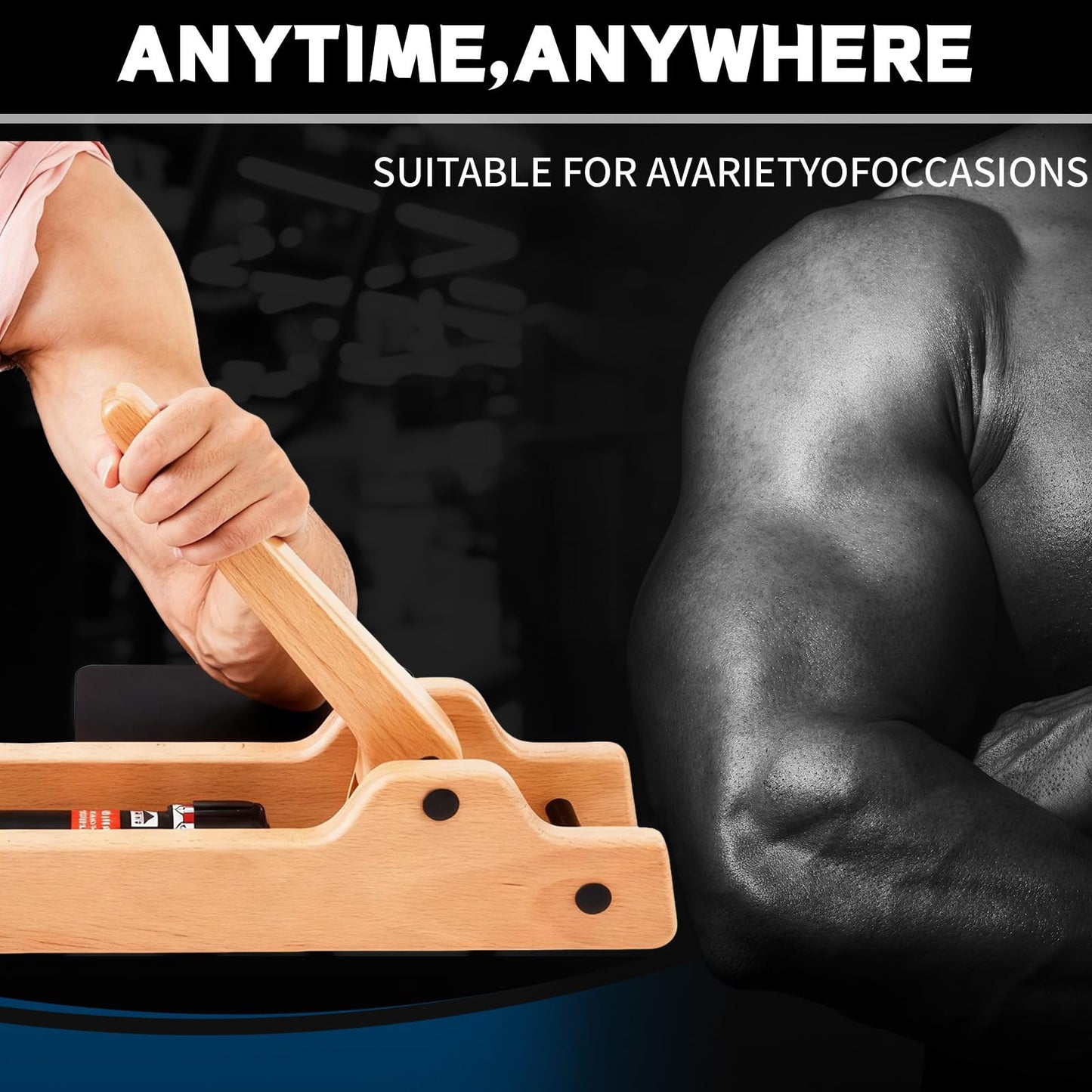 Fiwochic Portable Arm Wrestling Training Equipment Wooden Forearm Strengthener Hydraulic Arm Exerciser Adjustable Hydraulic Resistance (Levels 1–12) with Elbow Pads for Strength Training Home Gym