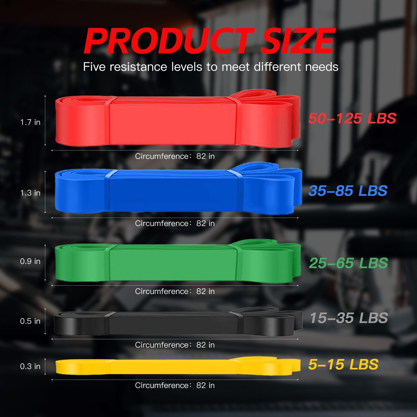 Pull Up Bands, Resistance Bands Set, Exercise Workout Bands for Men & Women, Ideal for Body Stretching, Physical Therapy and Muscle Training - Colorful