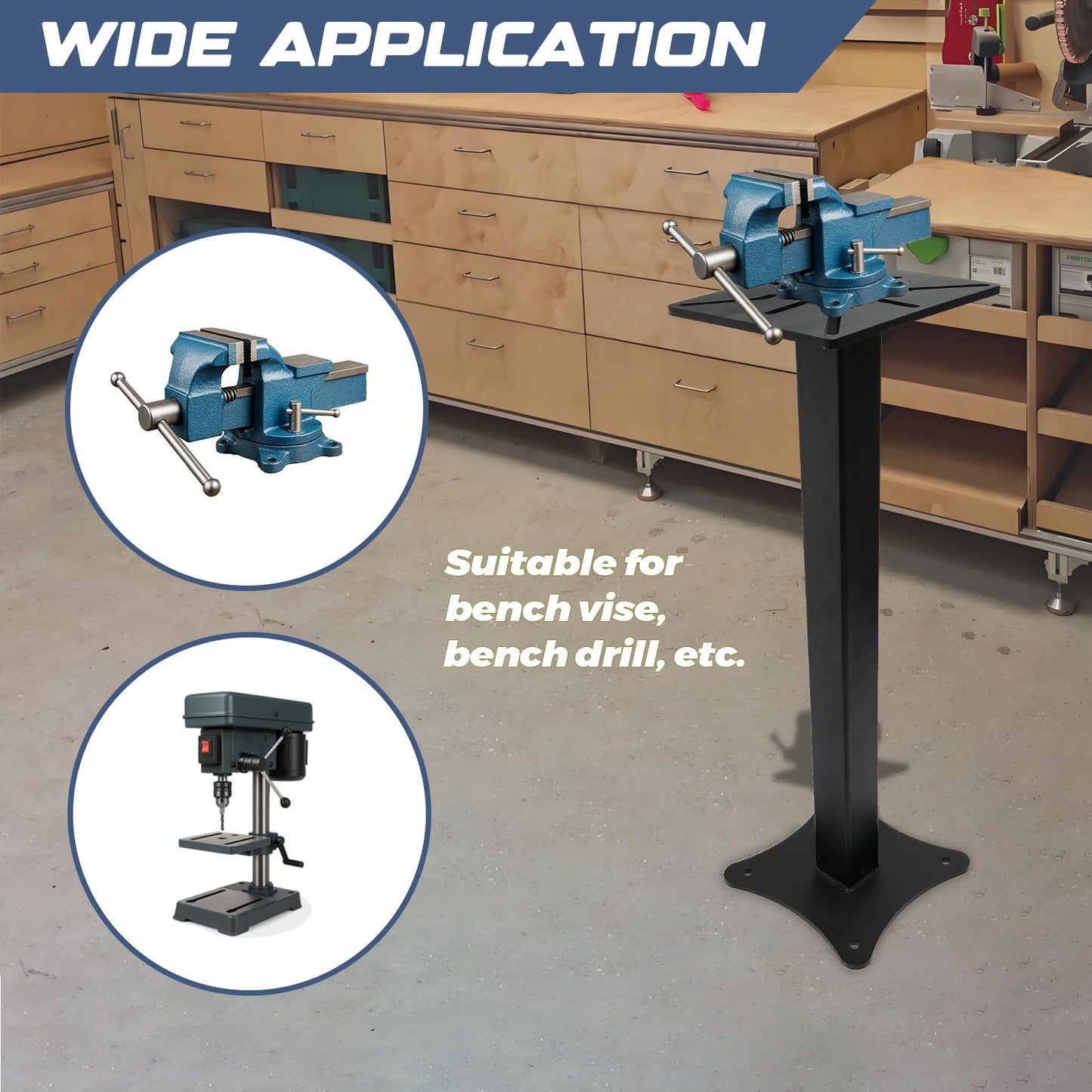 ICITYWALL Heavy Duty Bench Grinder Stand Mount Vise and Grinder, Grinder Stand Suitable for Grinders, Vises, Drill Press, etc