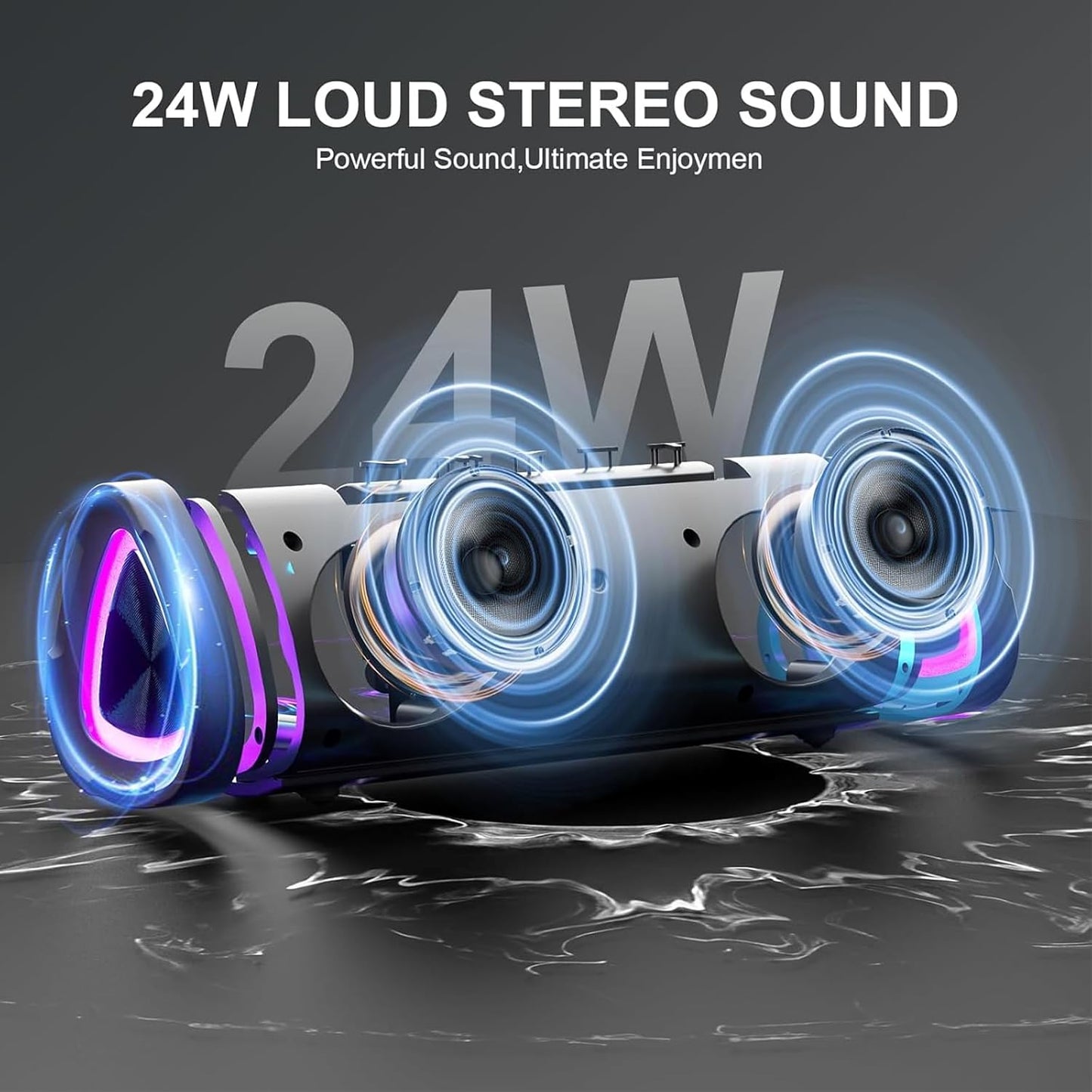 aowoka 2025 5.4, 24H IPX7 Bluetooth Speaker, Portable Wireless Speakers with Led Light, Bluetooth Playtime, Enhanced