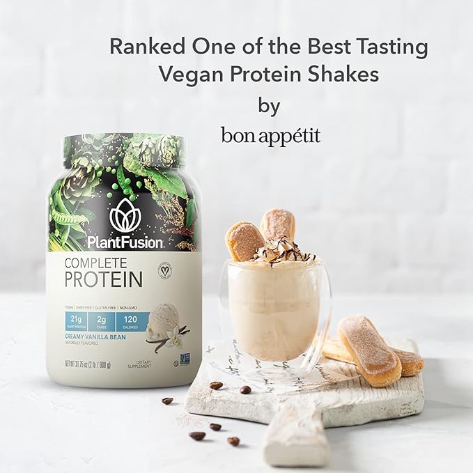 PlantFusion Complete Vegan Protein Powder - Plant Based Protein Powder With BCAAs, Digestive Enzymes and Pea Protein - Keto, Gluten Free, Soy Free, Non-Dairy, No Sugar, Non-GMO - Vanilla Pack of 12