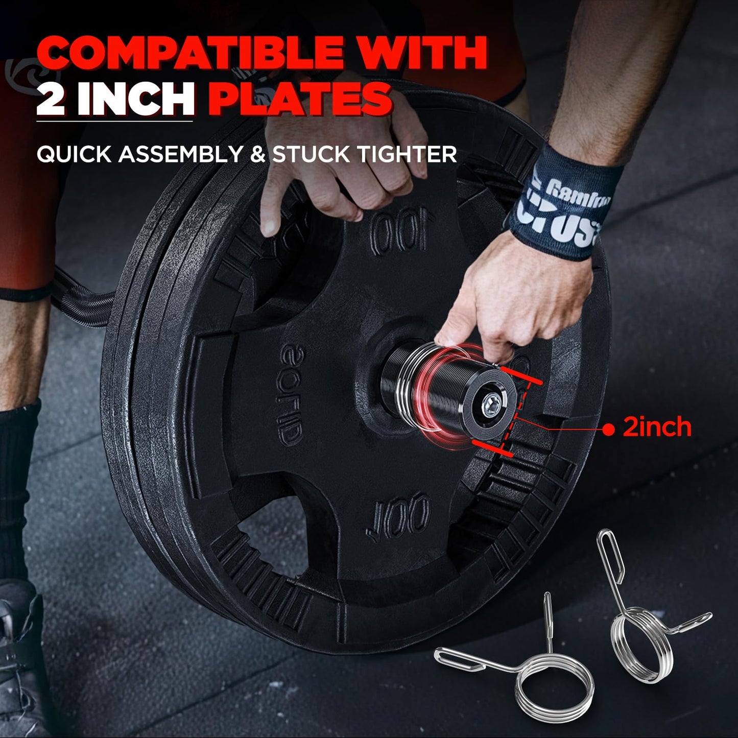TEEMOO Olympic EZ Curl Barbell Bar, 47" Curl Bar with 2 Spring Collars, Curling bar for Weight Lifting, Squat, Hip Thrusts, Biceps, 500lb Weight Capacity, E-Coat Finish for 2 inch Weight Plates (Black)