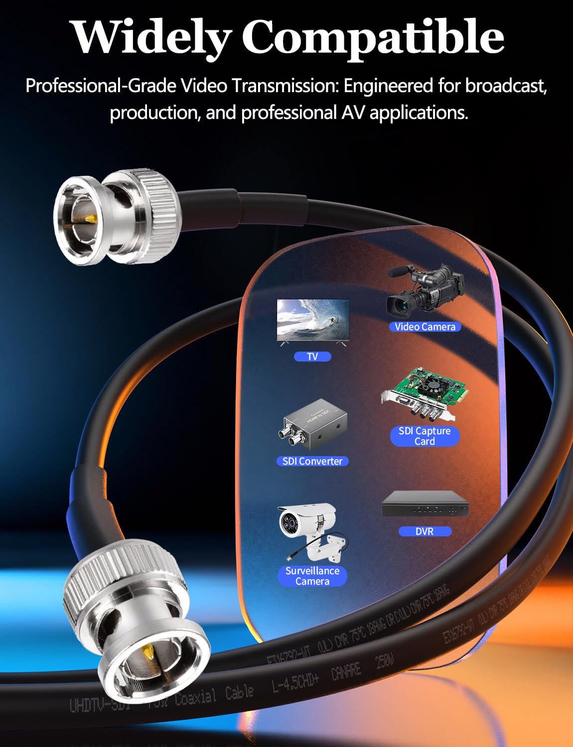 3G 6ft 75 L-4.5CHD 4K 1080P 3G-SDI Superbat HD-SDI SDI BNC Cable BNC Video Cable Ohm Canare for HD-SDI Camera Monitor