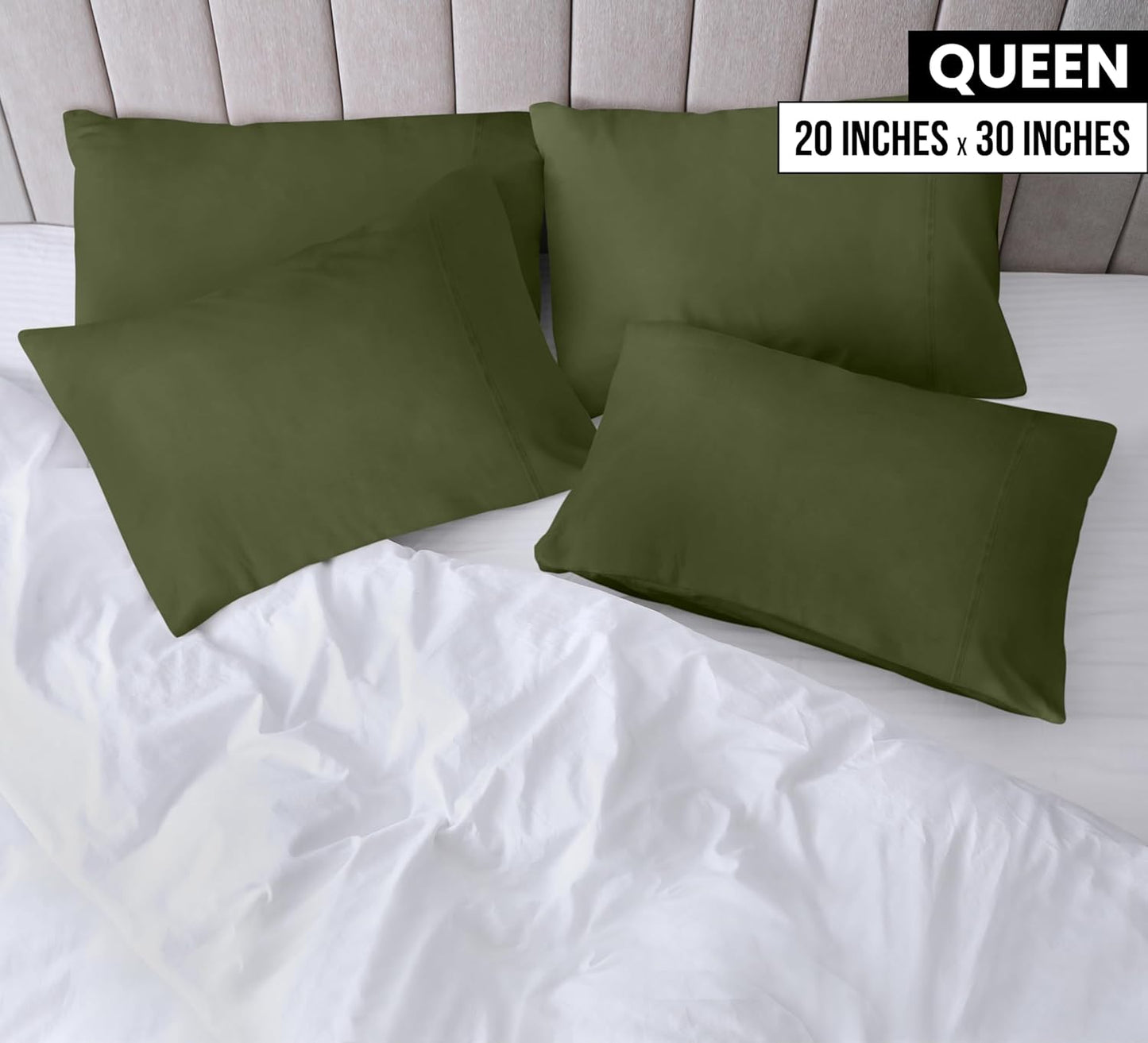 Utopia Bedding Queen Pillow Cases - Soft Brushed Microfiber - 4 Pack, Olive | Fade Resistant 20 x 30 Inches
