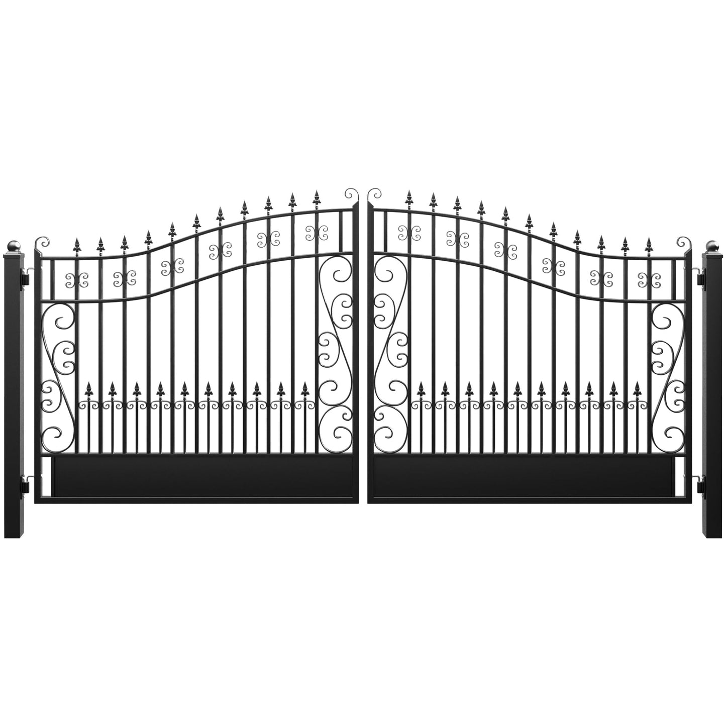 ZUMI Dual Swing Driveway Gates, 14x6 ft. Outdoor Steel Swing Gates for Driveway, Heavy-Duty Driveway Fence Gates for Home Security, Weatherproof Iron Security Gate Kit for Outdoor, Greerwich Style