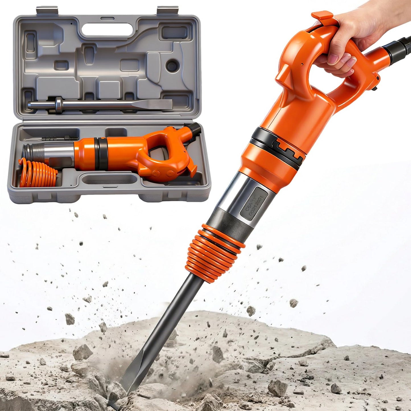 NEWTRY 21L/S Air Hammer 14J Pneumatic Hammer Shovel Heavy-Duty Air Chisel with 12” Hammer Chisel Attachment for Concrete Breaking & Rust Cleaning