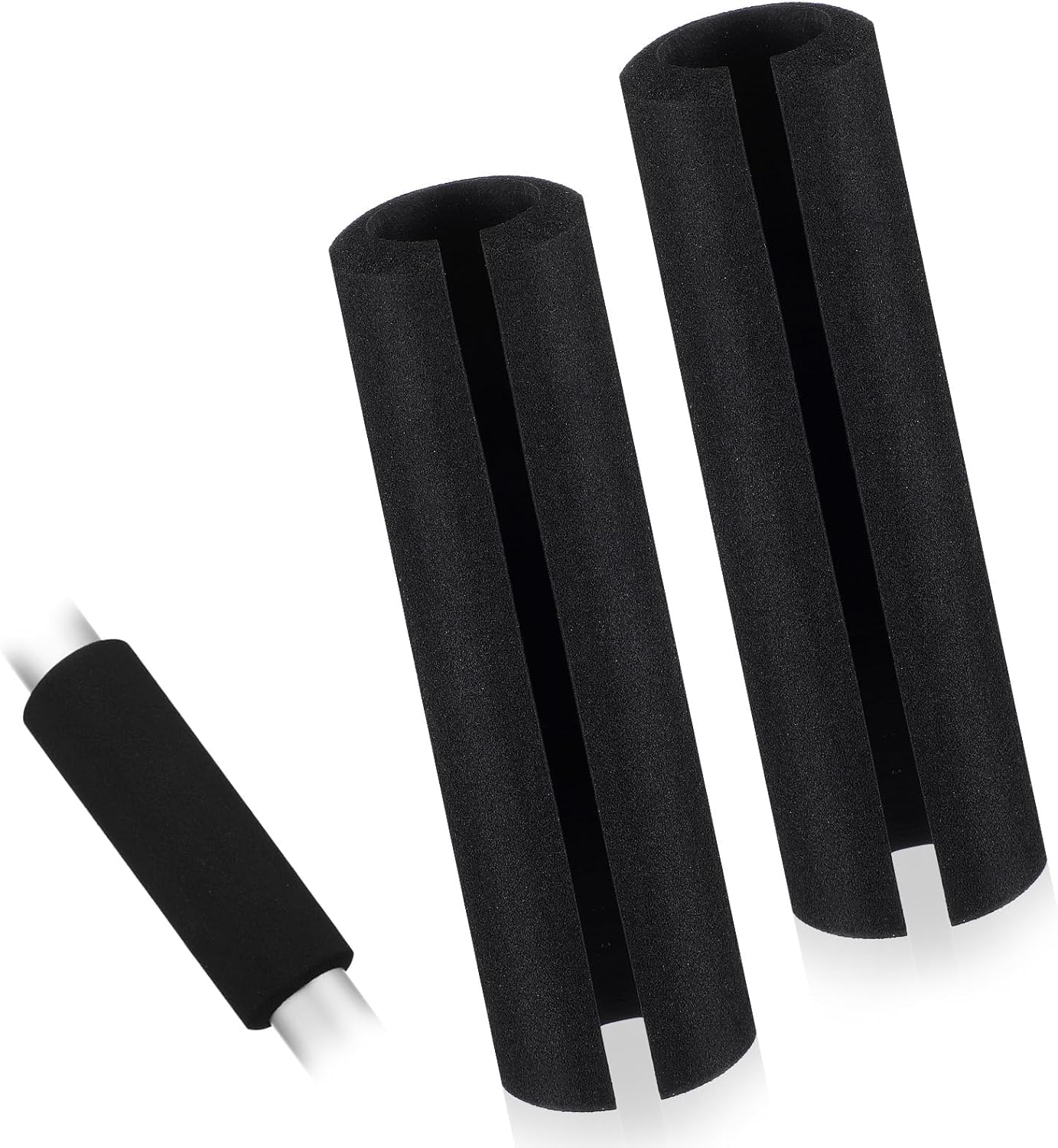 2 Pcs Foam Handle Cover Buffer Tube Cover 4.33 Inch NBR Rubber Foam Grip Wrap Comfortable Foams Tubing Handle Grips for Fitness Home Lawn Bicycle Motorbike Handlebar Replacement Black