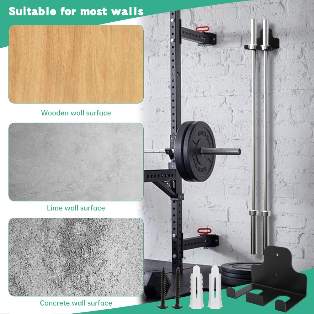 Barbell Wall Holder, Garage Gym Bar Wall Rack, Vertical Barbell Mount Rack, Space Saving Commercial or Home Gym Accessory,Holds Under 30mm Bar Size