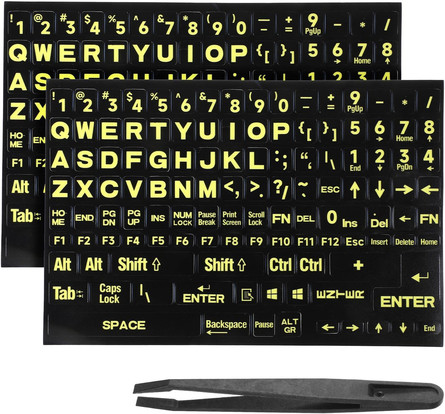 Qulkws 2 PCS Universal English Large Lettering Keyboard Stickers, English Keyboard Stickers, Big Bright Yellow