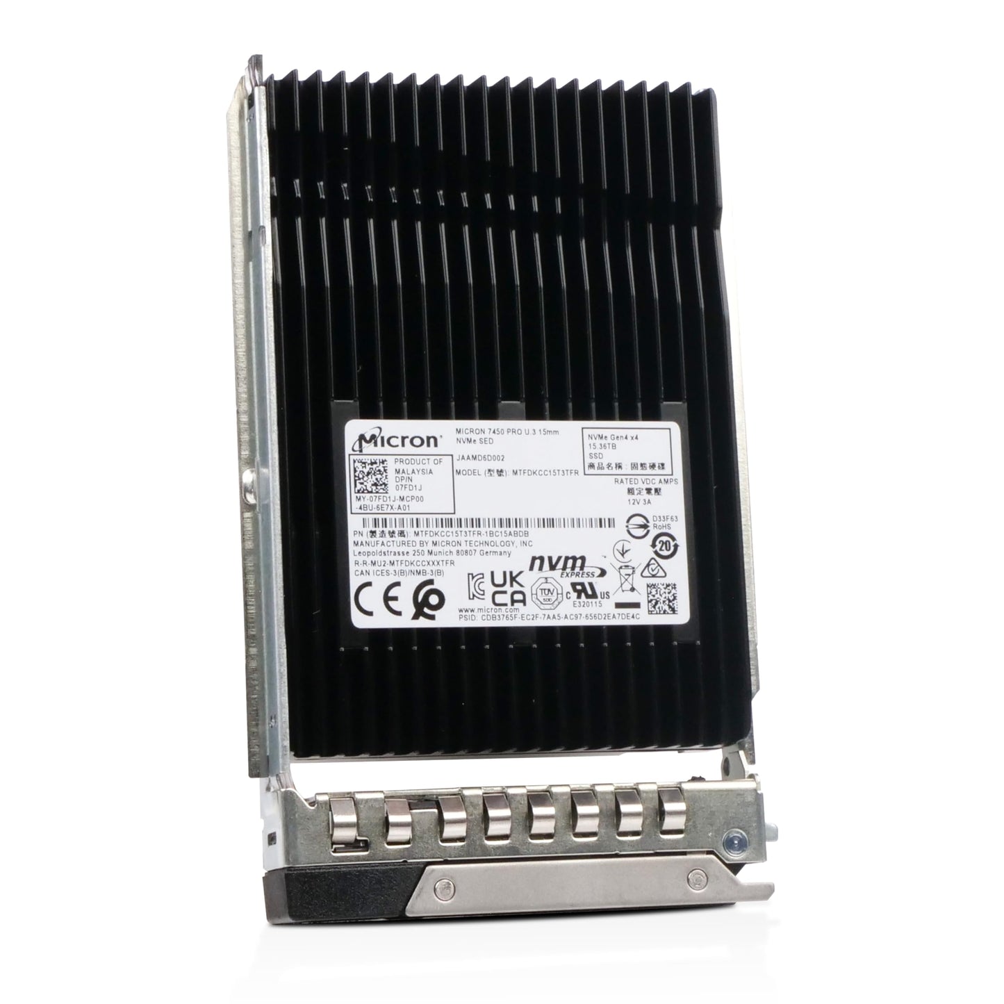 Dell 15.36TB PCIe Gen 4 8GB/s U.3 NVMe 2.5in Enterprise PowerEdge Read-Intensive SSD for: R440 R750 R450 T150 R470 T560 T40 R250 R740 R640 T550 T350 R540 R840 ME4024 R650XS YGR7C G16
