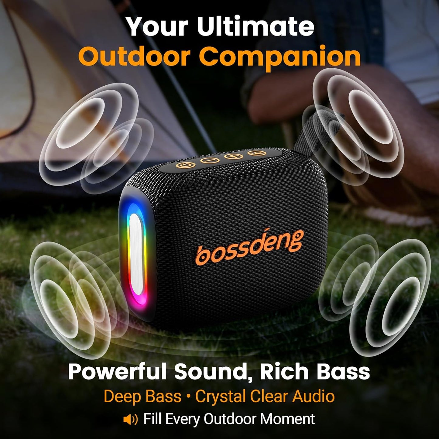 bossdeng IPX5 BT5.3,Wireless Portable Waterproof Bluetooth Speaker for Outdoor,HD Sound All-Day Playtime, Speakers