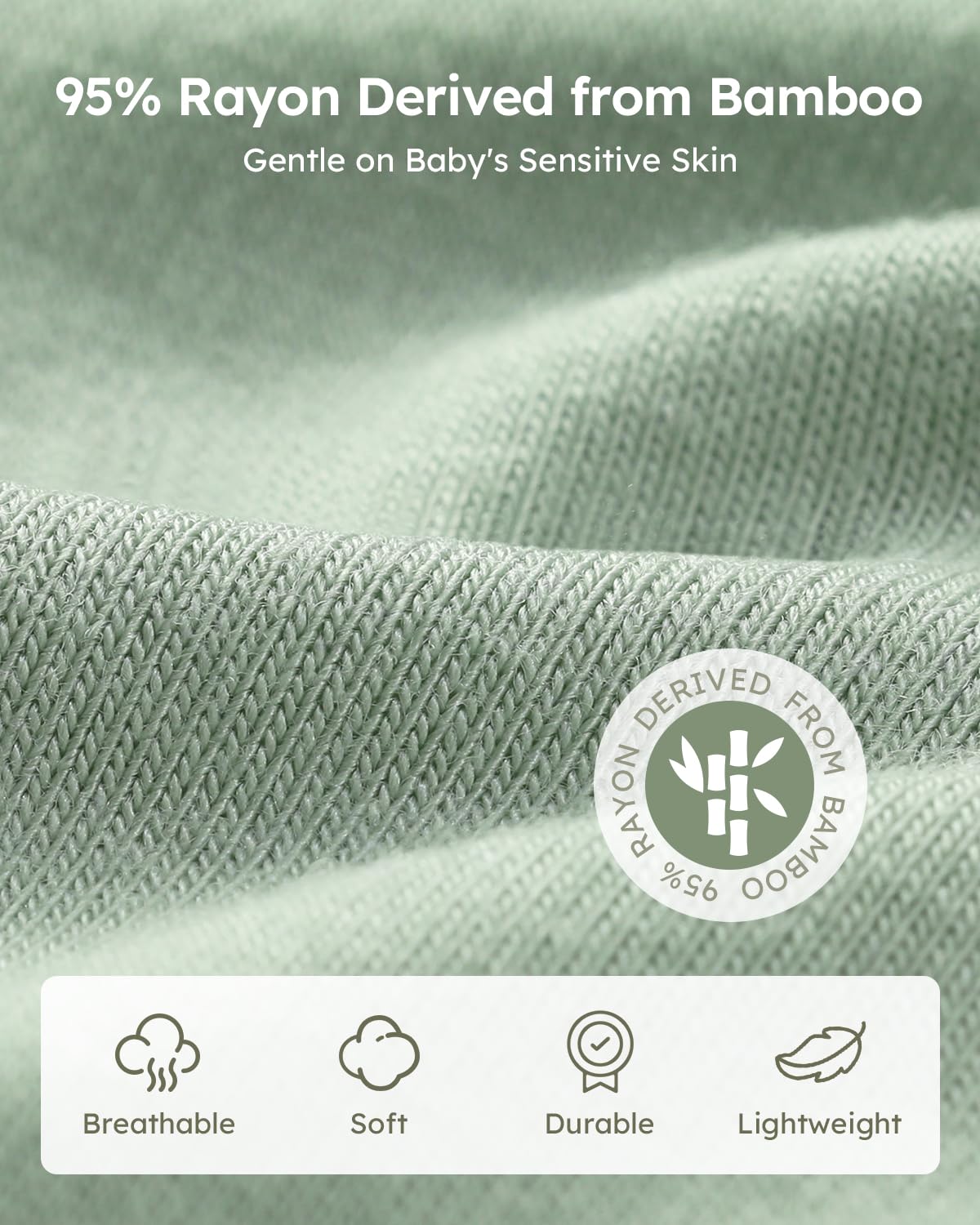 Yoofoss Baby Sleep Sack - Super Soft Bamboo Wearable Blanket for Infants 12-18 Months | 2-Way Zipper, Blue & Green