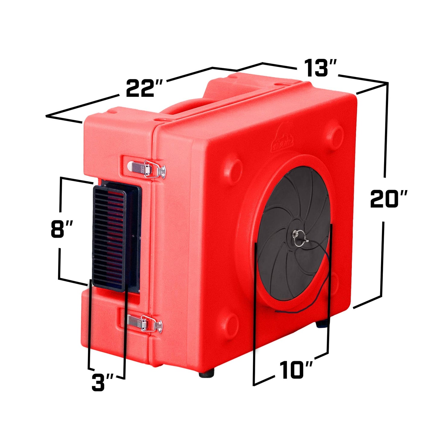 B-Air BA-RA-650-RD 1/3 HP 2.5 Amp HEPA Air Purifier Scrubber for Water Damage Restoration Equipment Negative Air Machine, Red