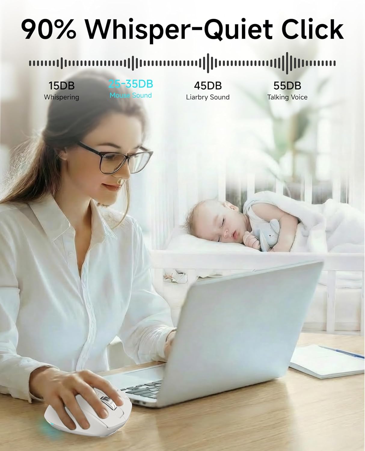 EWEADN C2 2.4G 5 4000 Ergonomic Wireless Mouse, Rechargeable Bluetooth & Dual Mode Computer Mouse with RGB, Quiet