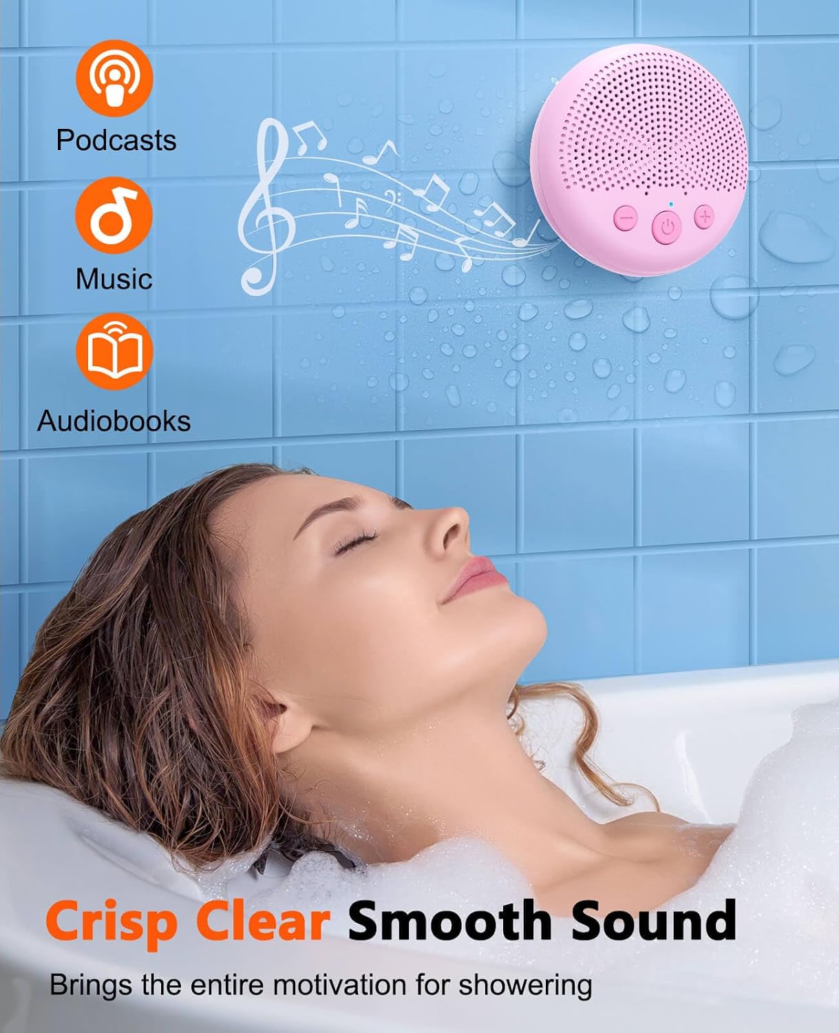 LENRUE Shower Speaker, Bluetooth Waterproof Speaker Wireless, Portable Speakers with Clear Loud Sound, Suction Cup