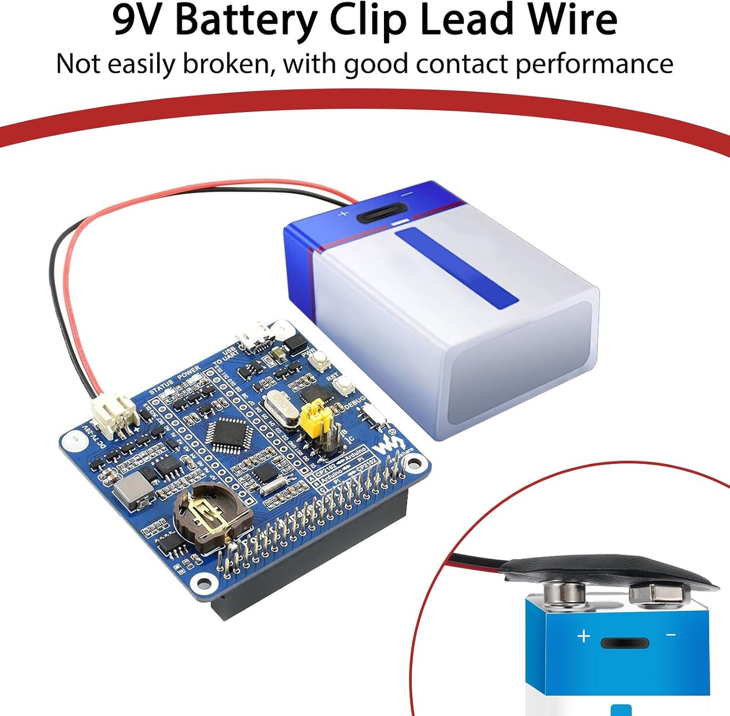 EupHHonycs 4 9V 2.0 9 (15cm) Pcs Battery Clip Connector Battery Snap to PH Connector Cable I-Type Volt Clip Wire