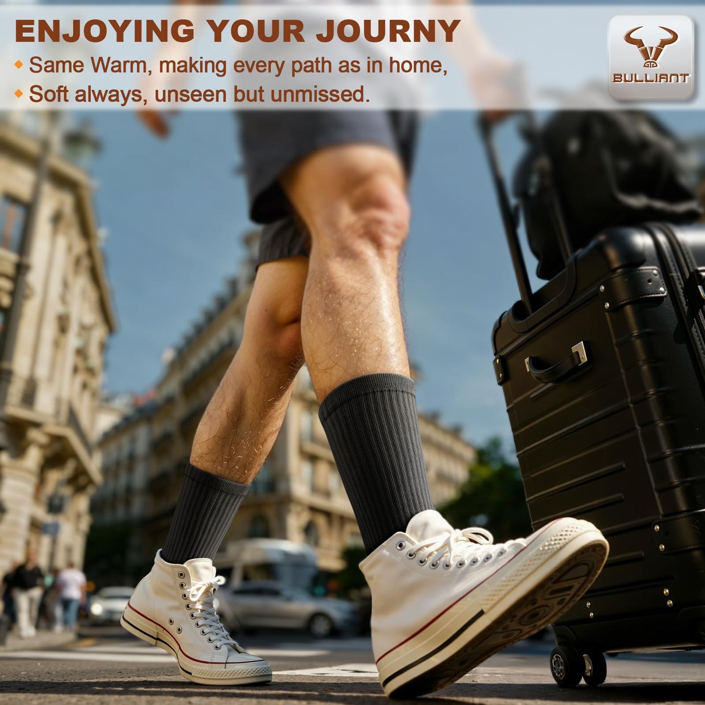 BULLIANT Men Socks, Athletic Compression Crew Socks Cushioned for Men Running Sports Hiking Fishing Arch Support(6Pairs,Shoes Size:Men 11-13)