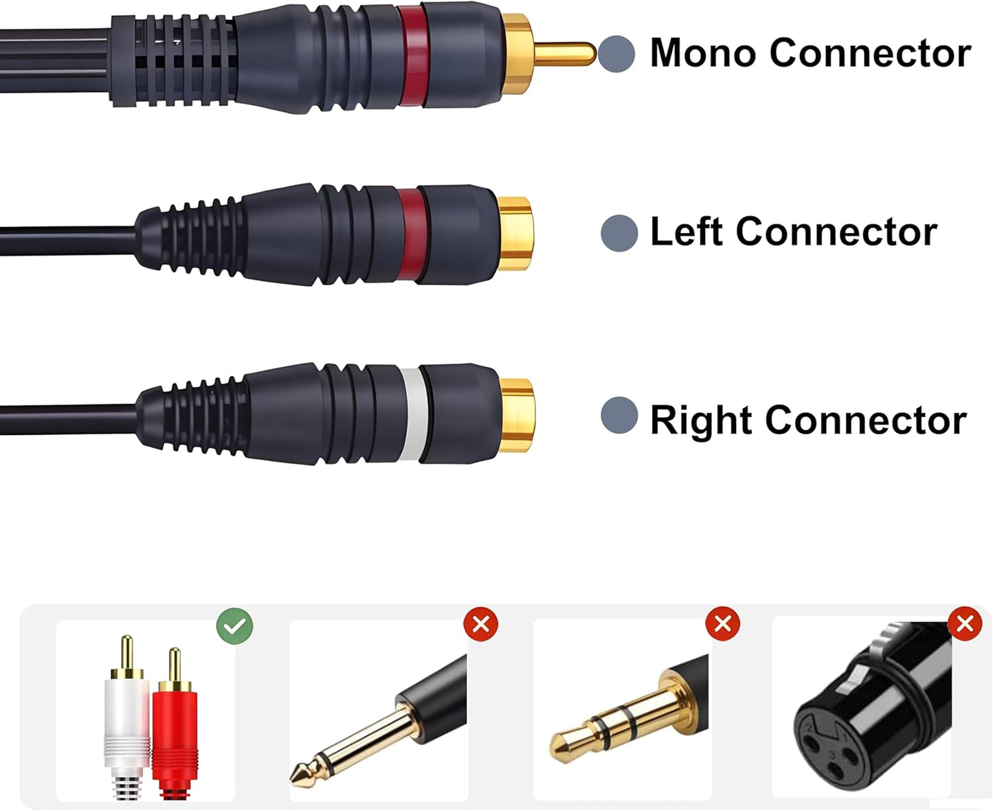 1 2 2 Pack, 0.2M/0.65ft RCA Splitter Male to Female Y Splitter RCA Audio Video Cable Splitter Adapter Extension Cord