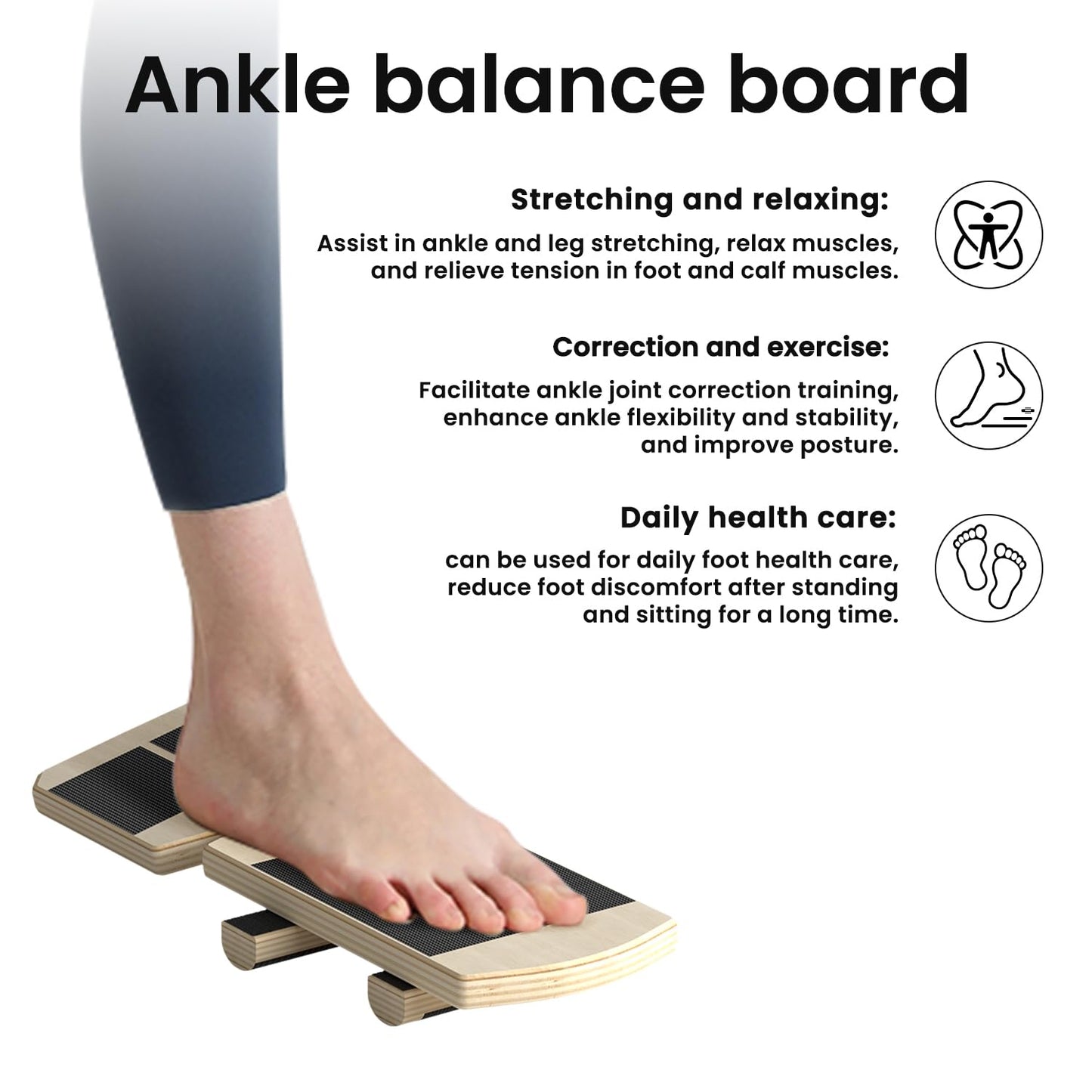 Ankle Balance Board Foot Strengthener Trainer Ideal for Sprained Ankle Recovery Stability Exercises and Physical Therapy Plus Posture Corrector and Foot Stretcher for Plantar Fasciitis Relief