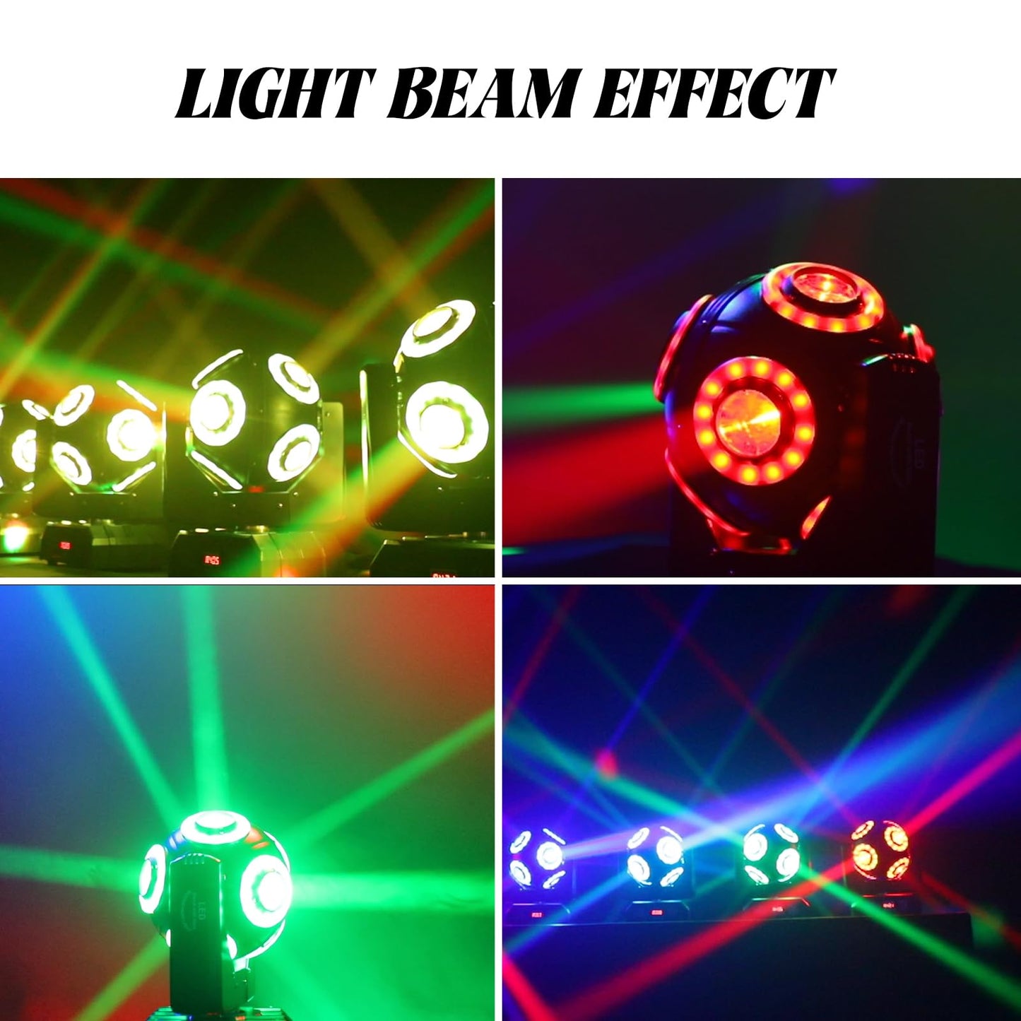DJXFLI Moving Head Stage Light with Halo Beam 8x15W LED Stage Lights RGBW 4in1 DJ Lights 360°Moving Head DMX Sound Activated for Club Wedding Show