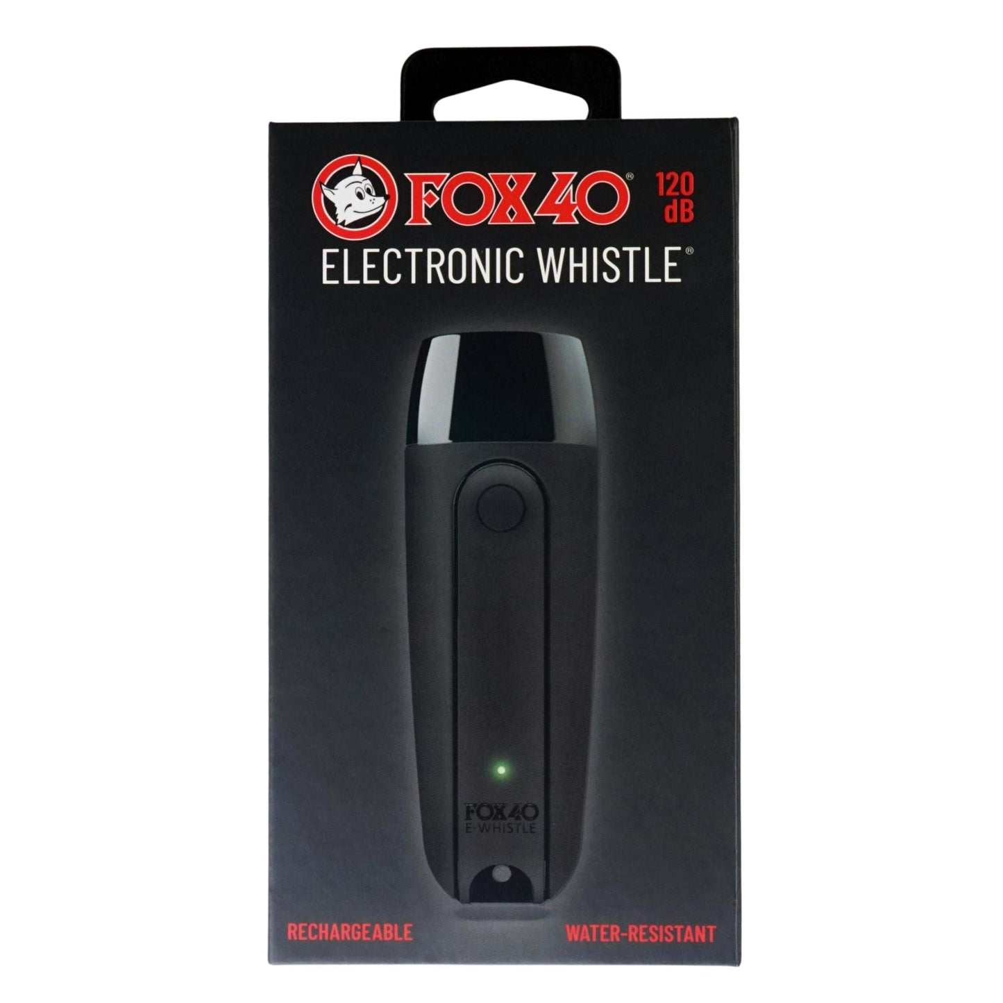 Fox 40 Rechargeable Electronic Whistle + Lanyard, Black